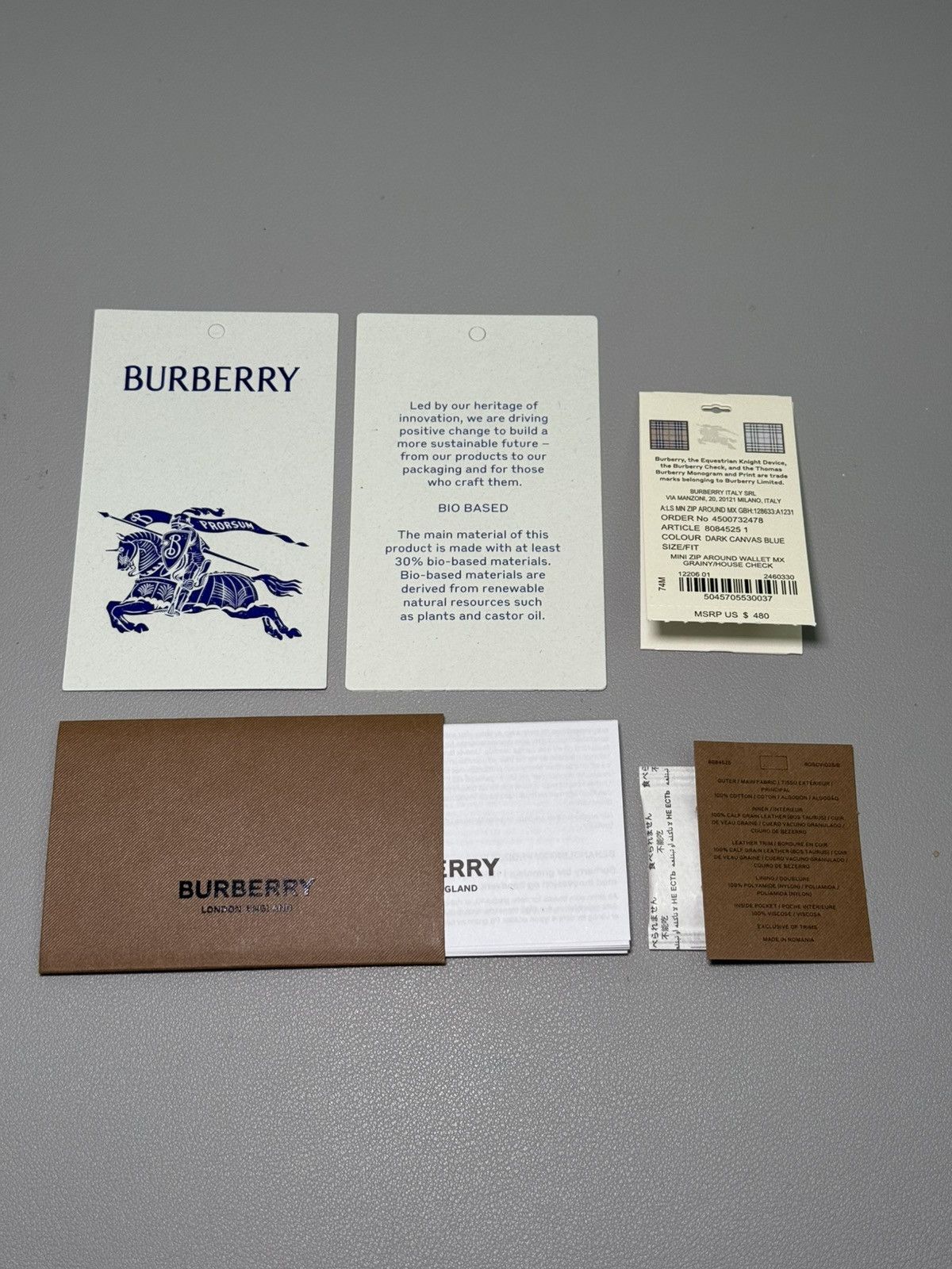 Burberry Burberry Mini Check Zip Wallet – Dark Blue – Brand New Size ONE SIZE - 8 Thumbnail