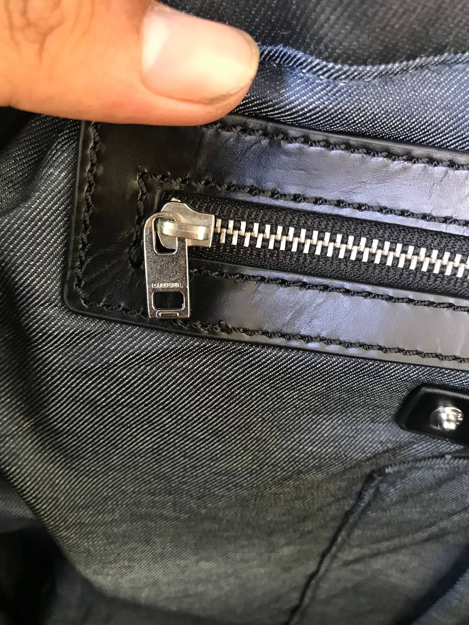 Diesel Diesel Tote Bag Denim Leather Chuck Zip Studs Size ONE SIZE - 6 Thumbnail