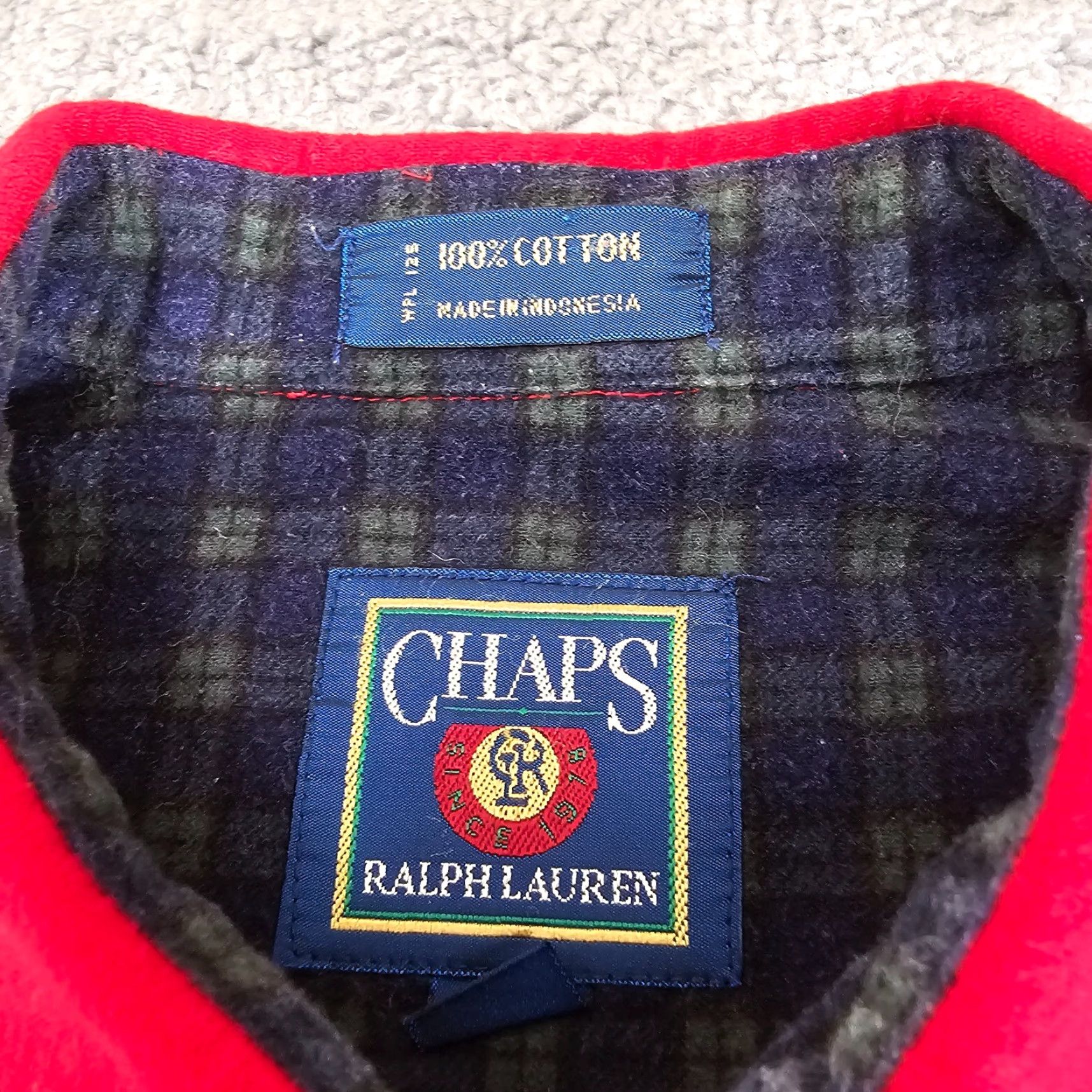 Ralph Lauren VINTAGE Chaps Ralph Lauren Shirt Mens L Red Flannel Cotton RL Heavy Knit Size US L / EU 52-54 / 3 - 4 Thumbnail