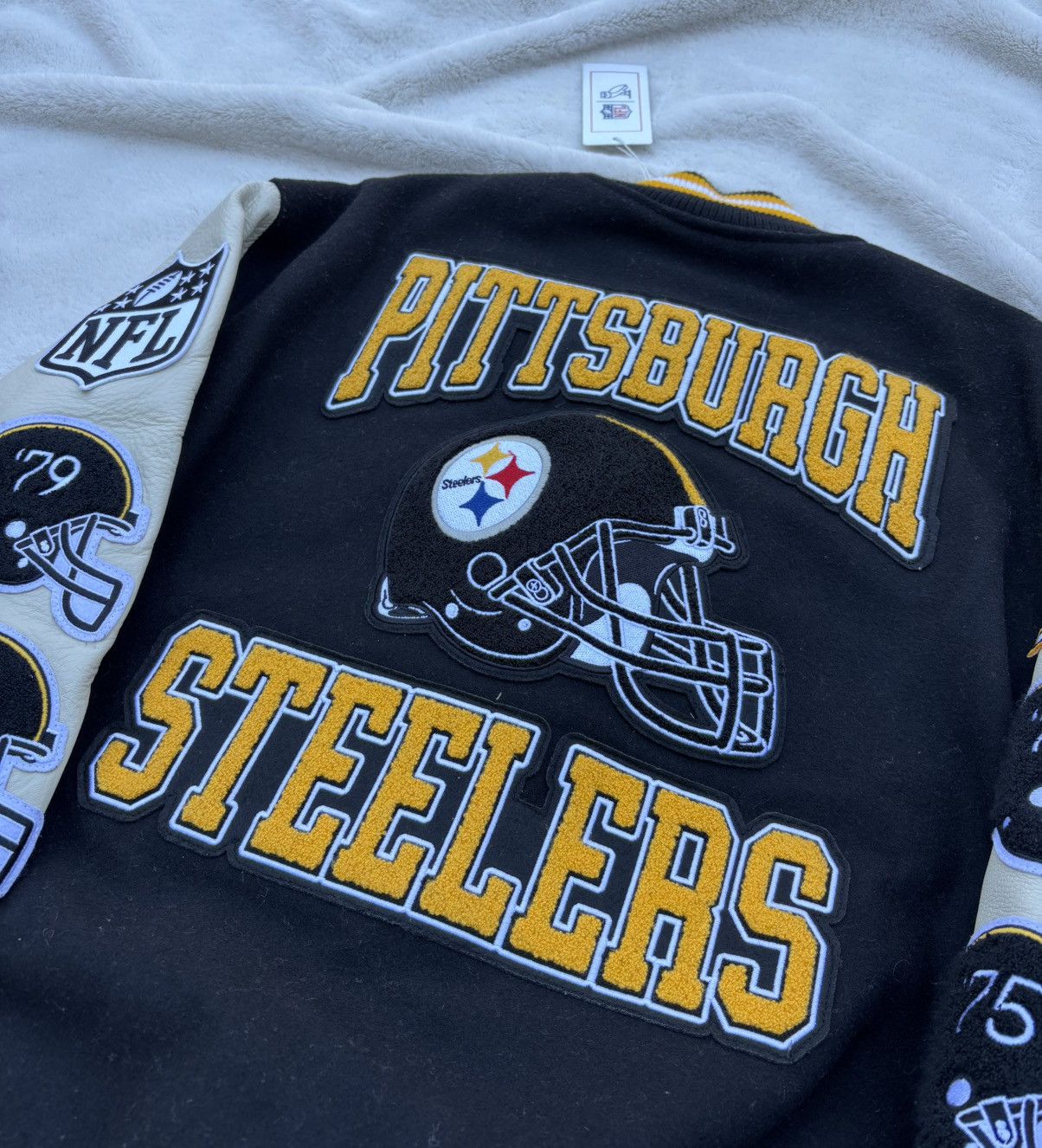 NFL × October's Very Own OVO x NFL Pittsburg Steelers Black Varsity Jacket Size US M / EU 48-50 / 2 - 5 Thumbnail