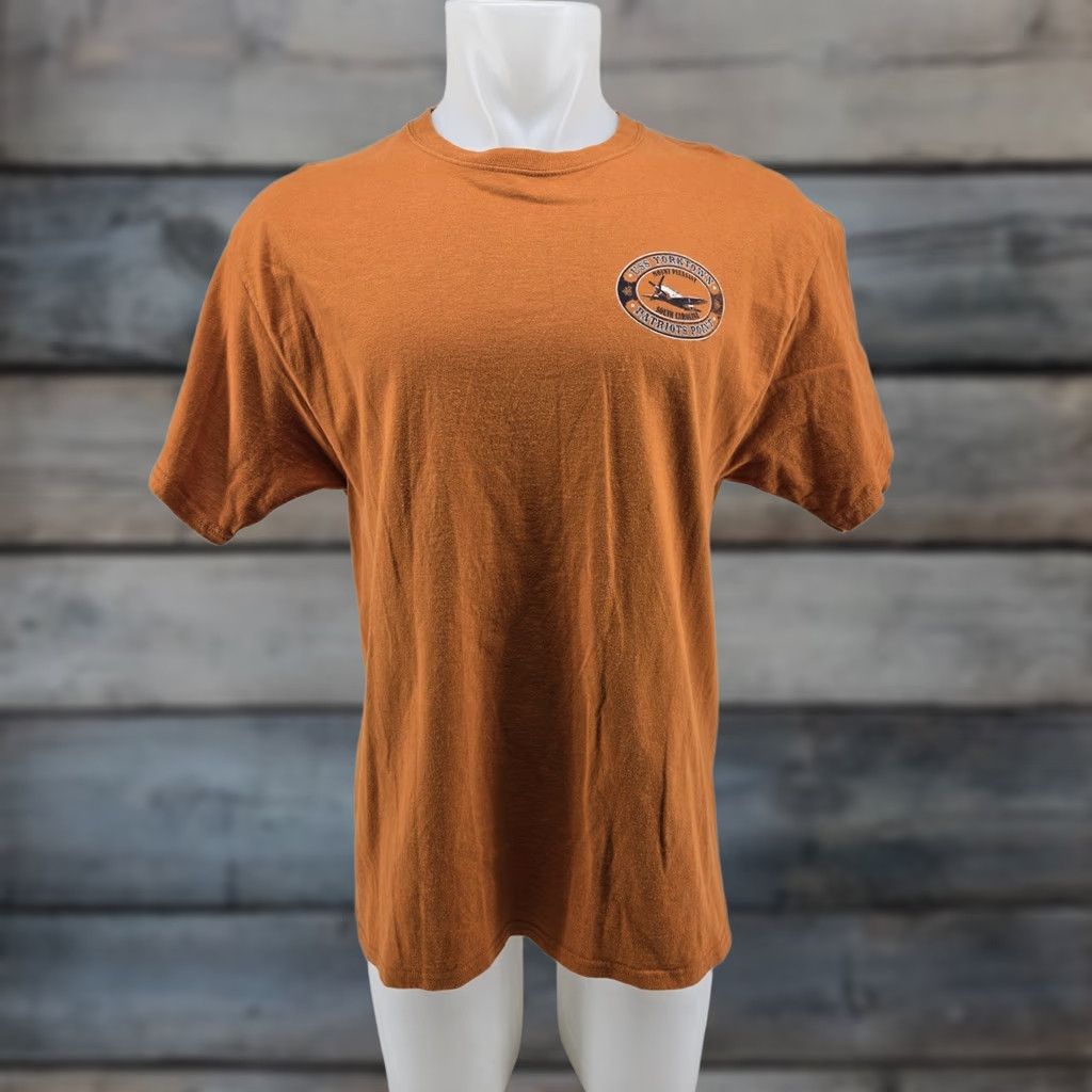 Hanes VINTAGE USS YORKTOWN PATRIOT'S POINT South Carolina T Shirt LARGE Orange Mens Graphic Tee 90s Patriot Size US L / EU 52-54 / 3 - 1 Thumbnail
