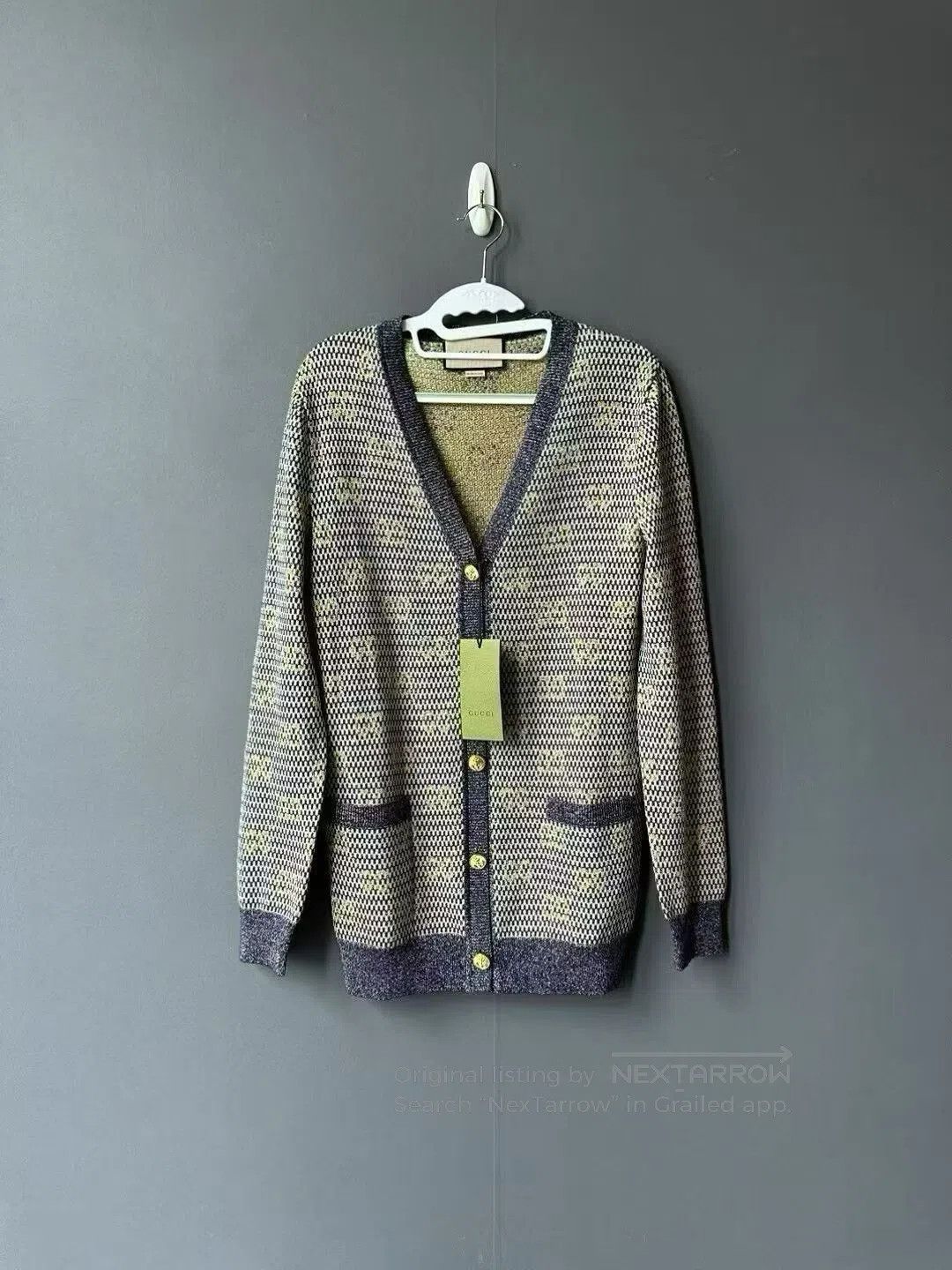 Gucci Guicci Gold Thread Full Print Cardigan| Size US S / EU 44-46 / 1 - 1 Thumbnail
