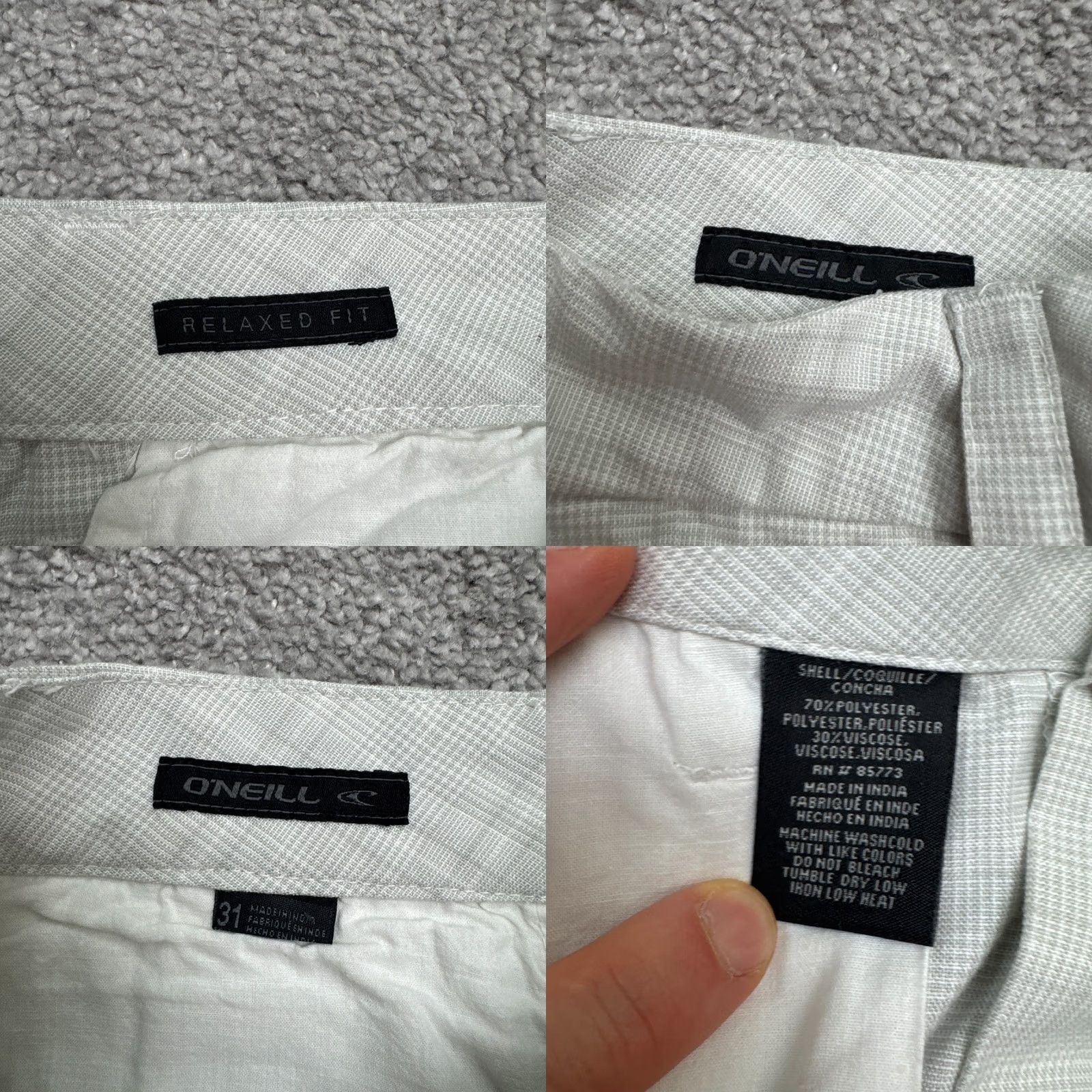 O'Neill O'neill Hybrid Chino Shorts Mens 31 Gray White Plaid Delta Relaxed Fit Preppy Size US 31 - 8 Thumbnail