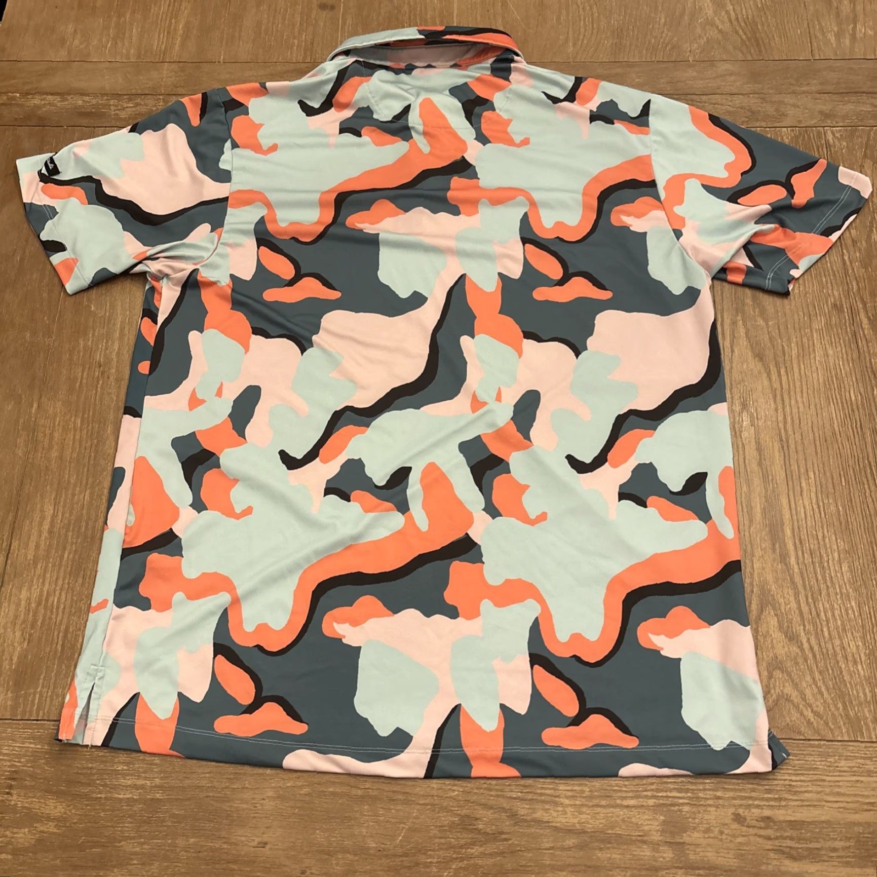 Vintage Bad Birdie Golf Polo Shirt Abstract Camo Green Pink Orange Performance Size XL Size US XL / EU 56 / 4 - 6 Thumbnail