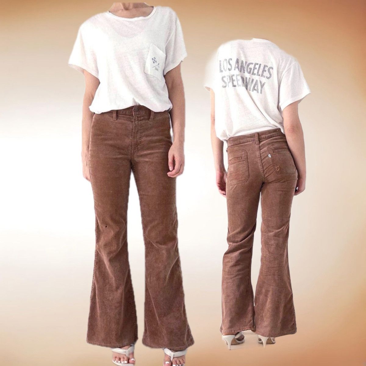 Levi's Vintage Clothing Vintage Levis Flared Corduroy Pants Brown White Tab Small “e Size 26" / US 2 / IT 38 - 7 Thumbnail