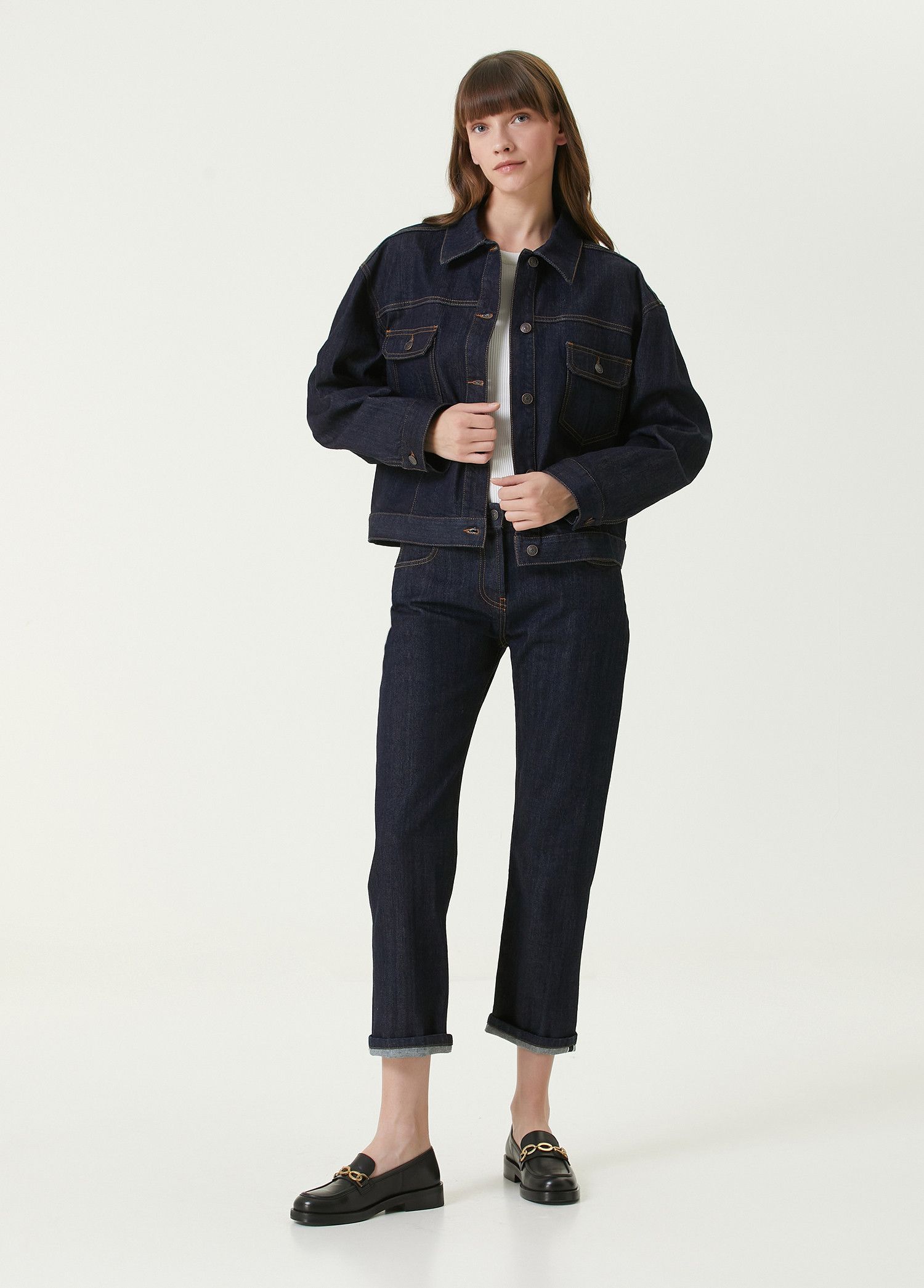 The Row THE ROW Ness navy blue oversized denim jacket Large q Size L / US 10 / IT 46 - 2 Thumbnail