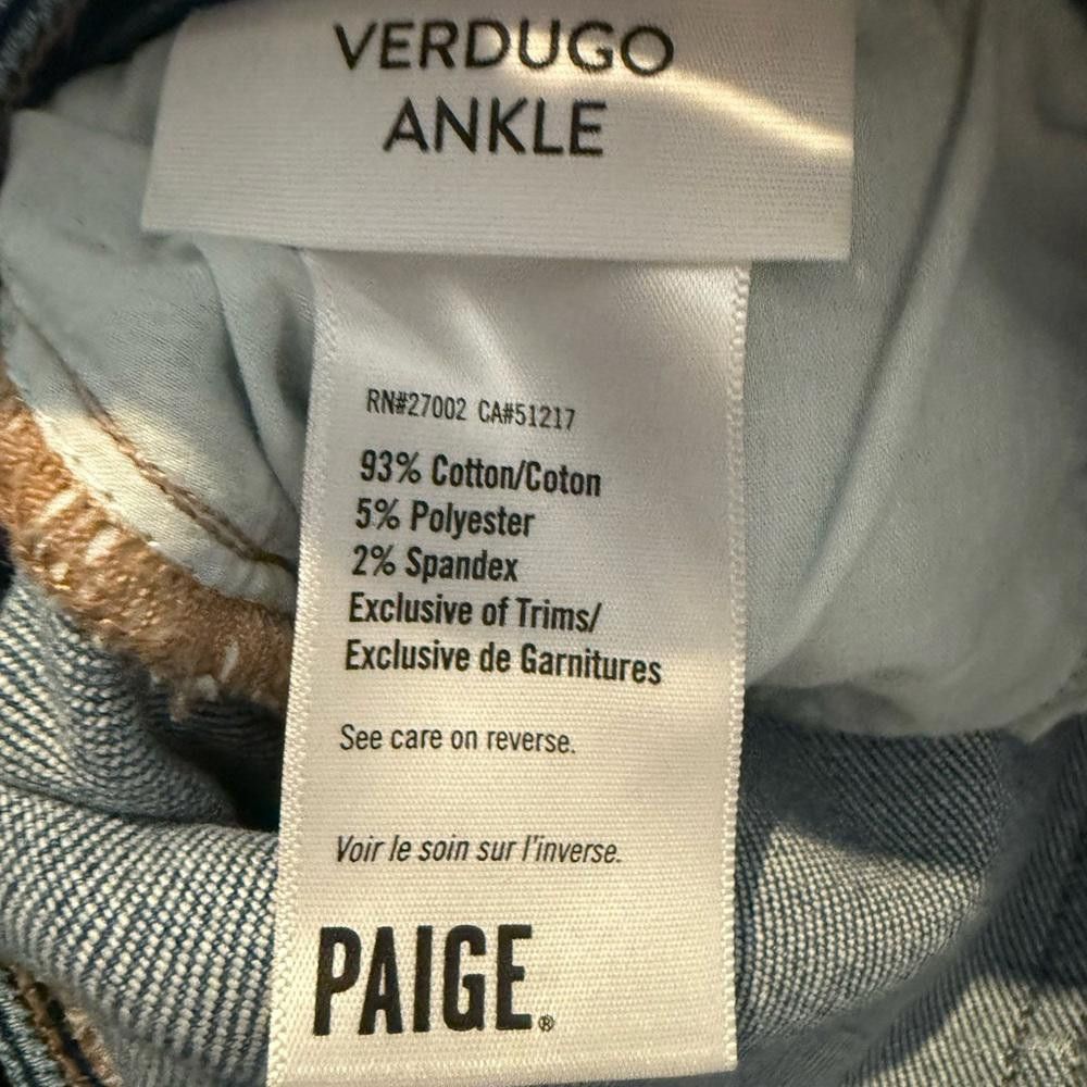 Paige PAIGE Verdugo Ankle Skinny Jeans Raw Hem Two Tone Studded 26 Size 26" / US 2 / IT 38 - 7 Thumbnail