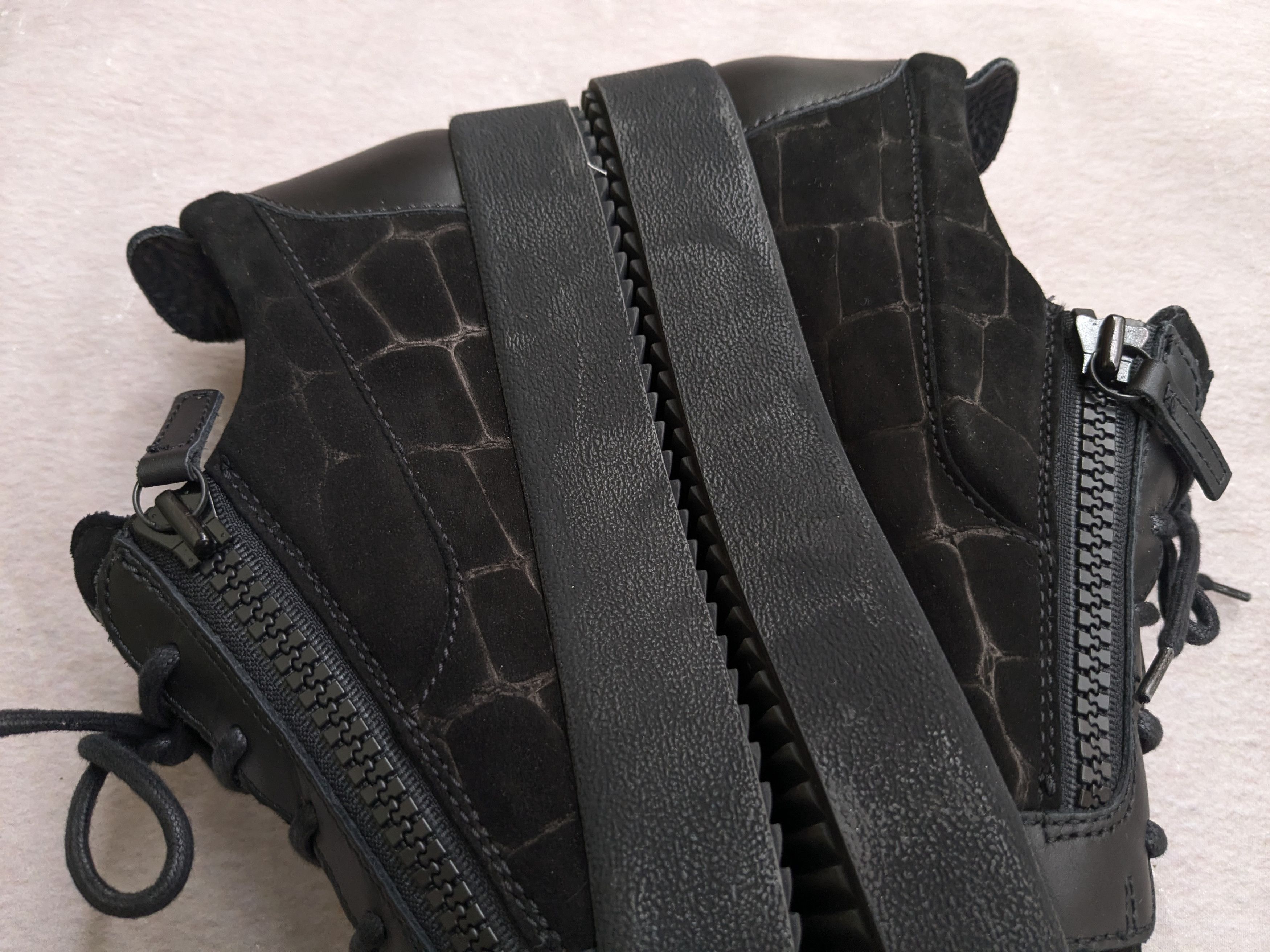Giuseppe Zanotti Giuseppe Zanotti Sneakers Black Velvet Leather Zipper 11.5 Size US 11.5 / EU 44-45 - 10 Thumbnail