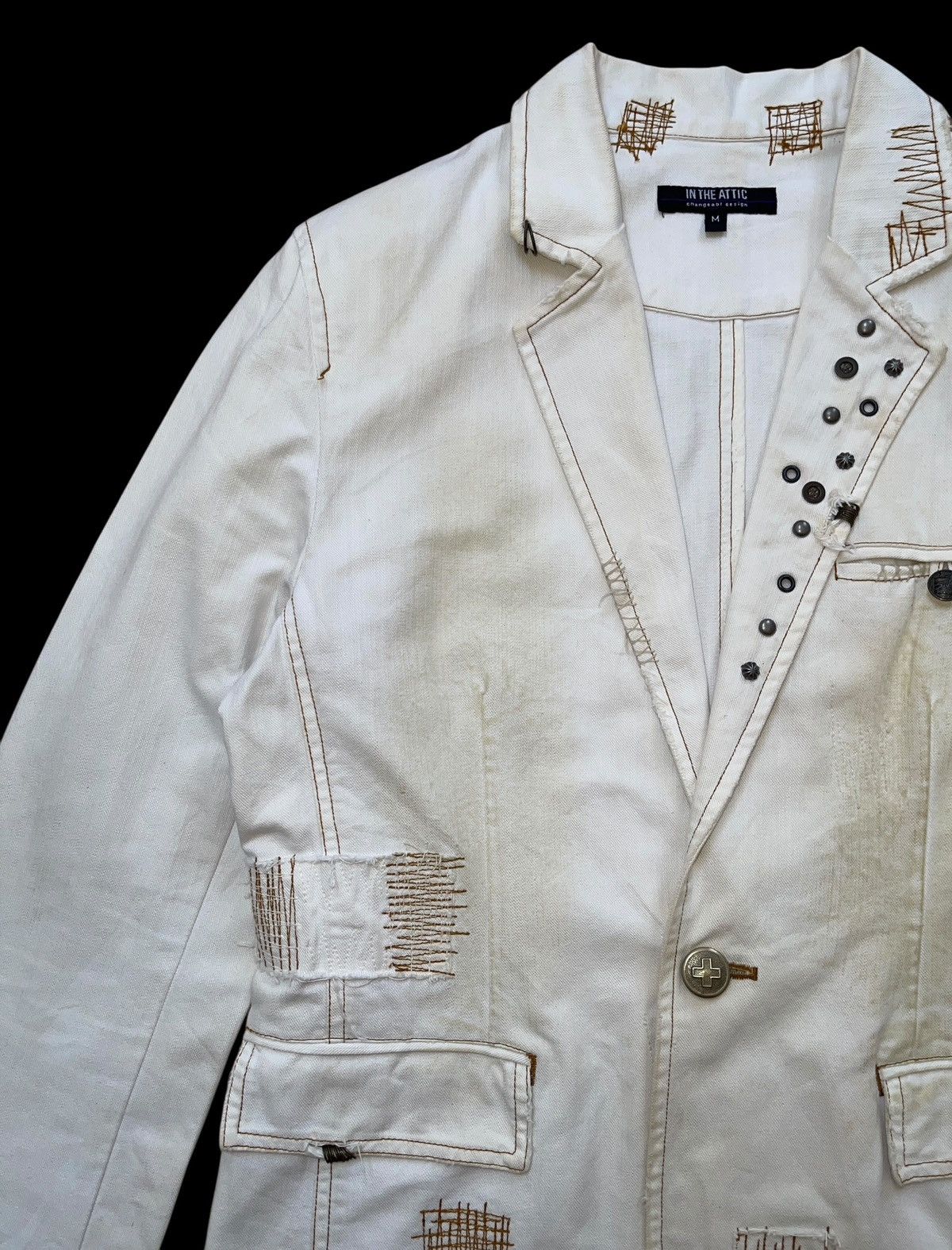In The Attic Distressed Studs Dirty Pattern Chore Jacket Size US M / EU 48-50 / 2 - 8 Thumbnail