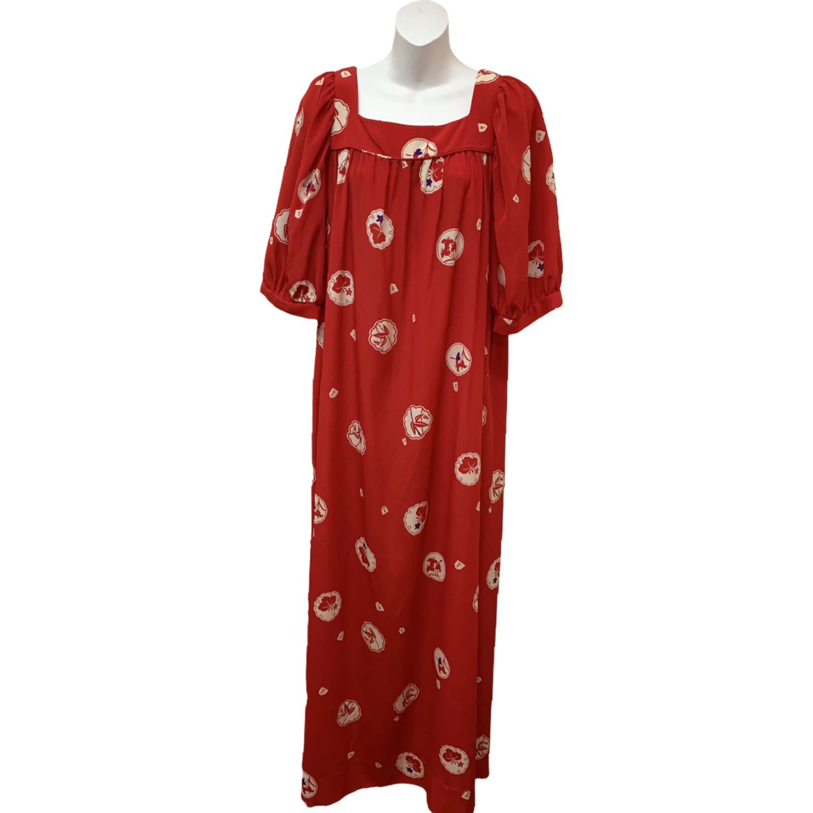 Vintage Malama Red Vintage Puff Sleeve Midi Shift Dress Shirt Womens M Size M / US 6-8 / IT 42-44 - 2 Thumbnail