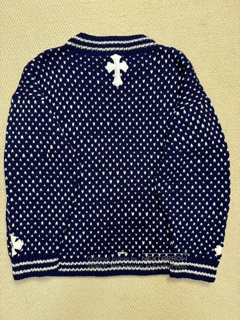 Chrome Hearts CHROME HEARTS Size os White and blue knitted sweater with c Size US S / EU 44-46 / 1 - 4 Thumbnail