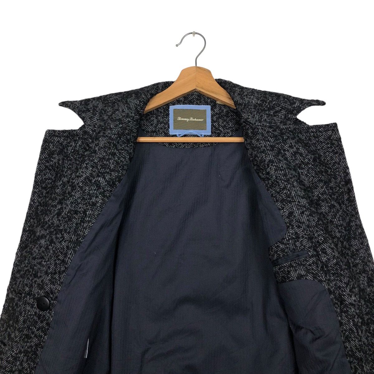 Japanese Brand Tommy Bahama Wool Blend Peacoat — Charcoal Herringbone Size US XS / EU 42 / 0 - 15 Thumbnail