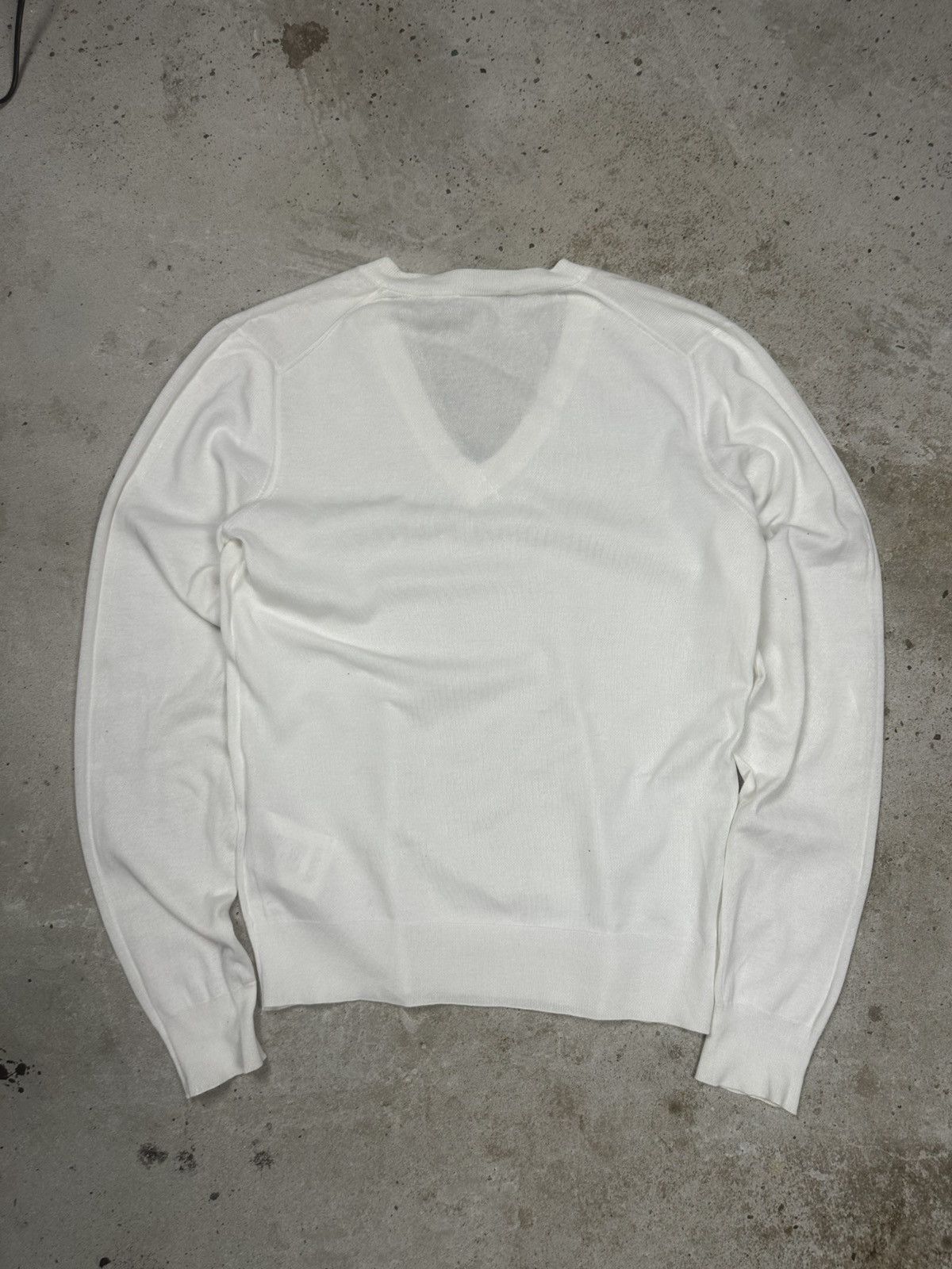 Dolce & Gabbana Dolce & Gabbana White V Neck Sweater Cotton Knit Jumper Size L / US 10 / IT 46 - 2 Thumbnail