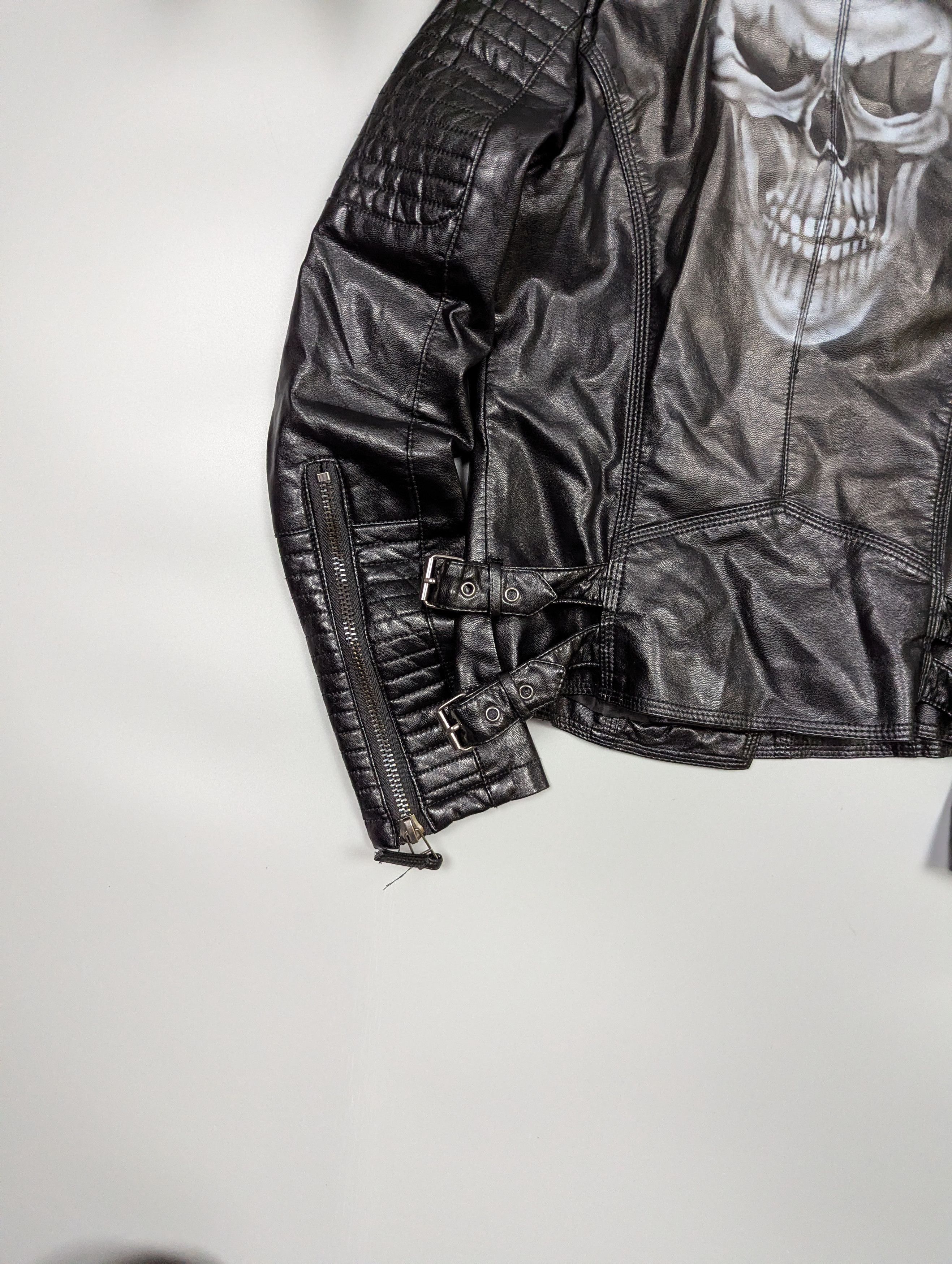 Other Women’s Black Motorcycle Biker Jacket with Skull Back Print Size S / US 4 / IT 40 - 3 Thumbnail