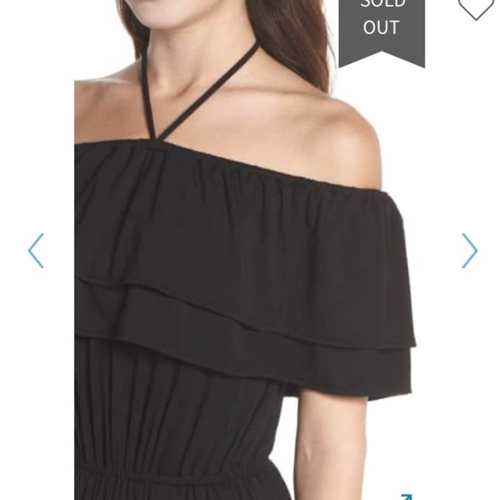 Nwt BB Dakota Jumpsuit Aryes Off-the-Shoulder Ruffle Black Pockets offers women’s sz S