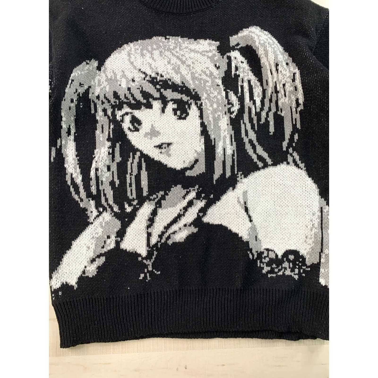 Vintage Death Note Sweater Size L Misa Amane Anime Knit Pullover Women Crew Neck 3/4 Sleeve Black Cotton Blend Regular Fit Vintage: No Size L / US 10 / IT 46 - 2 Thumbnail