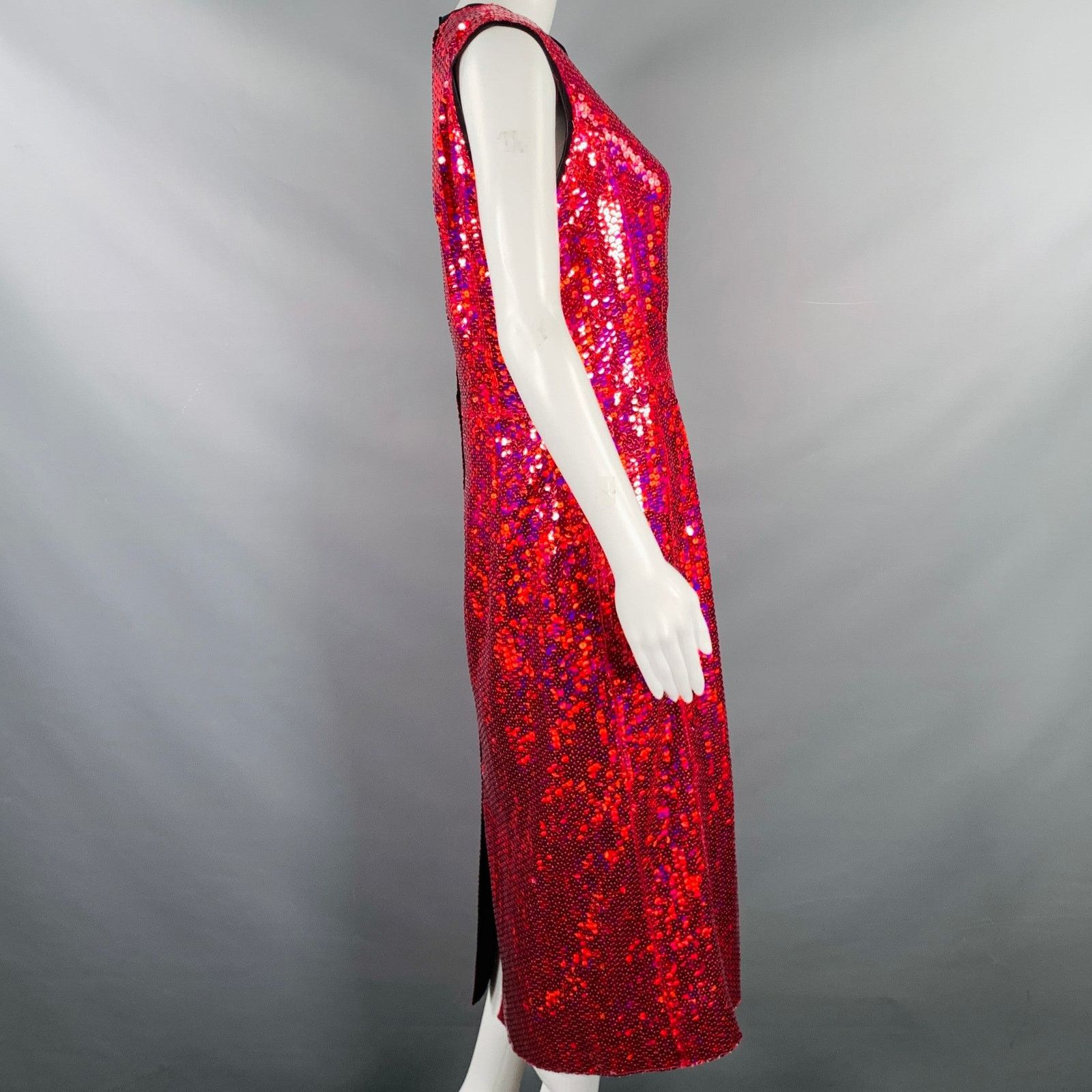 Marc Jacobs MARC JACOBS Size 0 Red Polyester Sequined Shift Dress Size XS / US 0-2 / IT 36-38 - 3 Thumbnail
