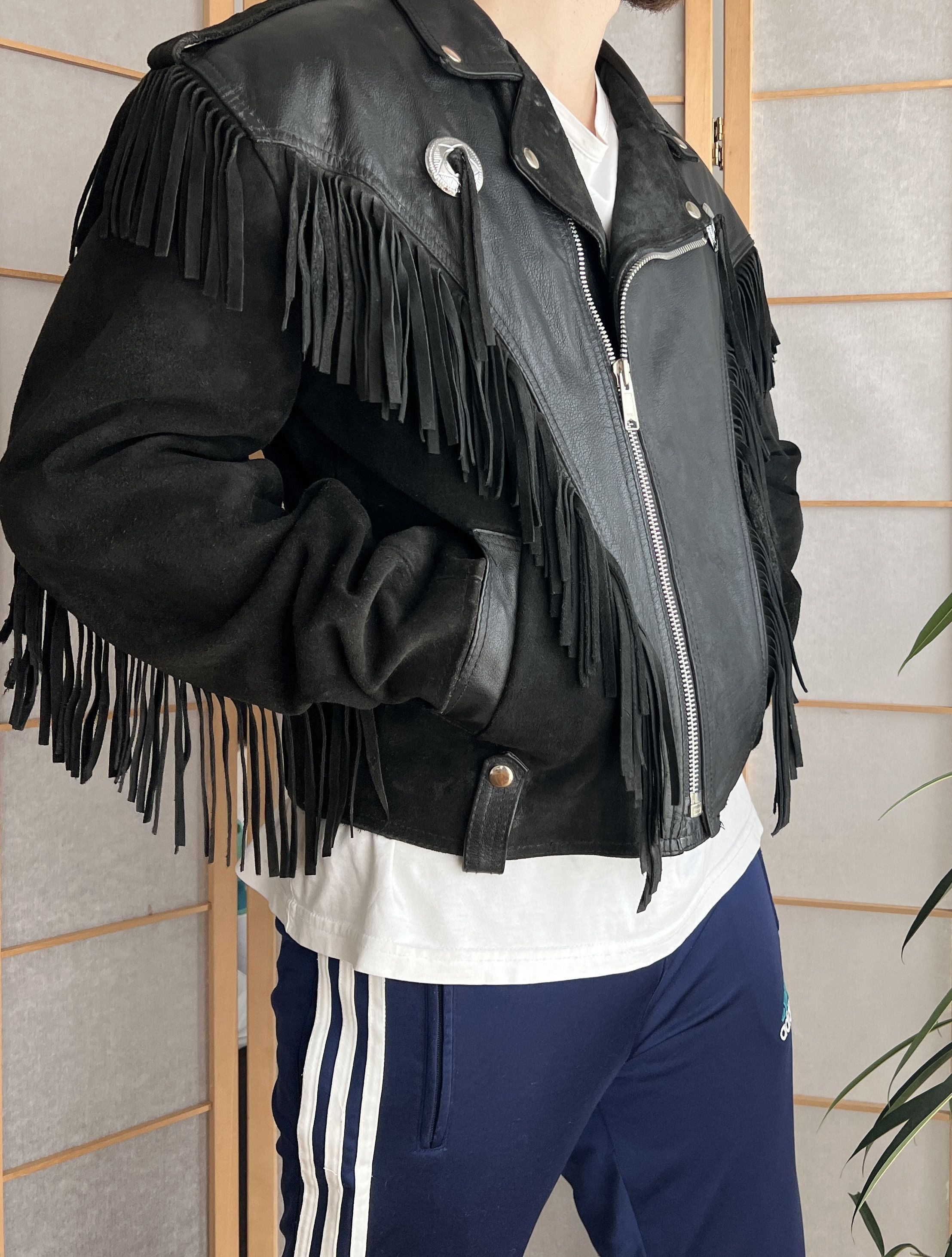 Other CRAZY Cowboy core vintage 90s cropped leather jacket bomber Size US L / EU 52-54 / 3 - 10 Thumbnail