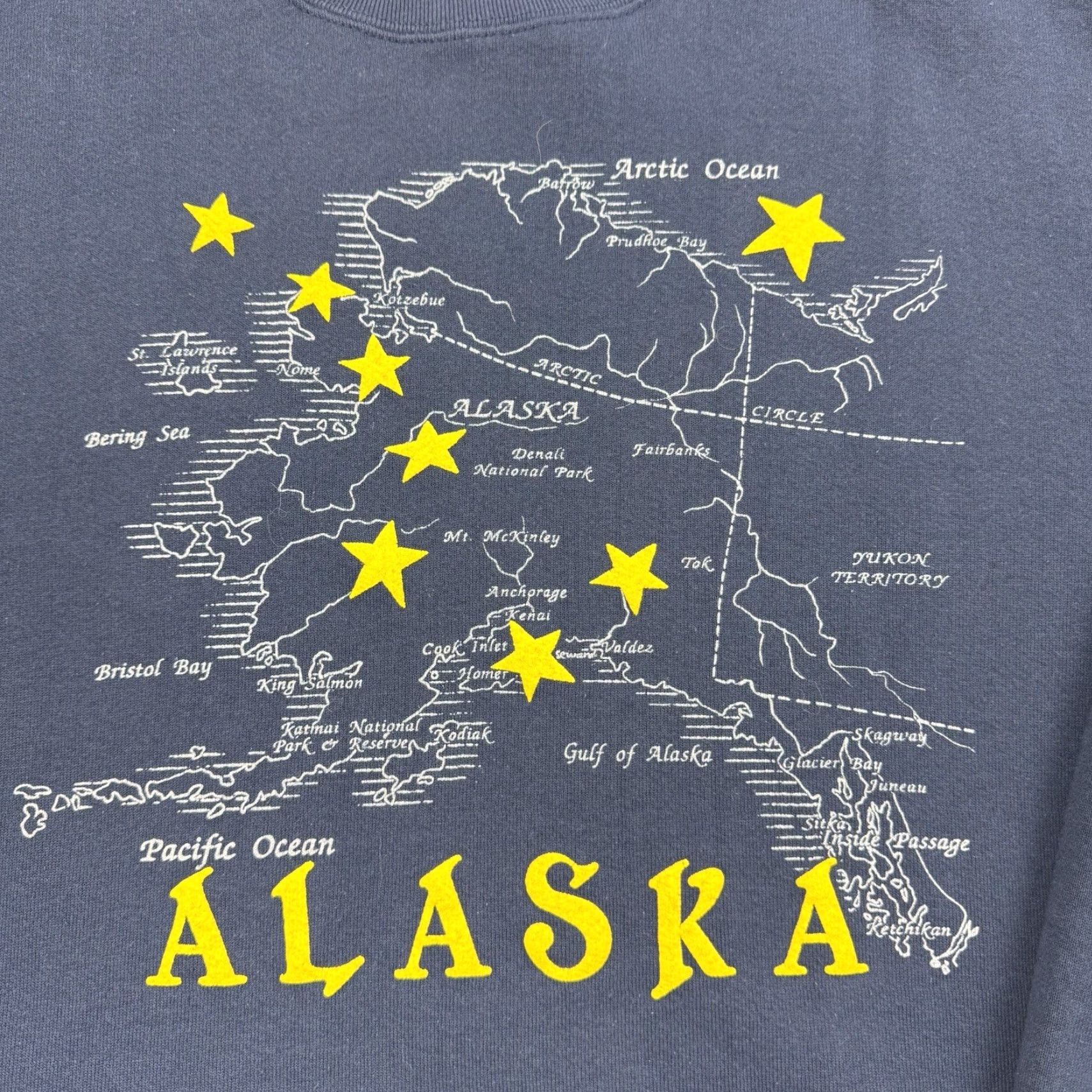Fruit Of The Loom VINTAGE Alaska Map Sweatshirt Men L Blue Cotton Polyester Crew Neck USA 90s Nature Constellation Fruit of the Loom Pullover Crewneck Size US L / EU 52-54 / 3 - 2 Thumbnail