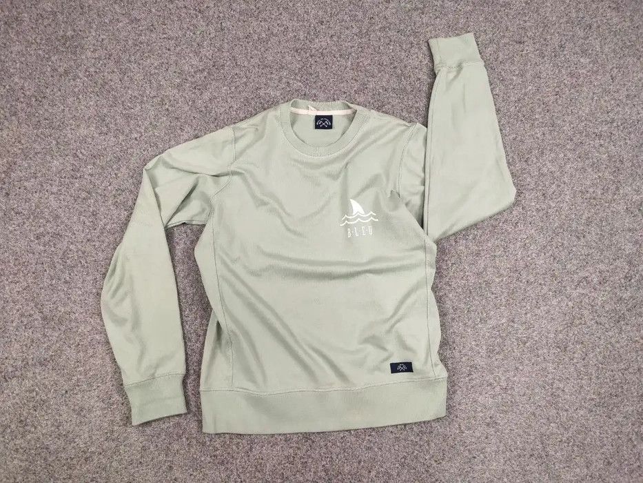 Bleu De Paname Crew Check Logo Jumper Sweatshirt in Green, Men's — image 5 of 6