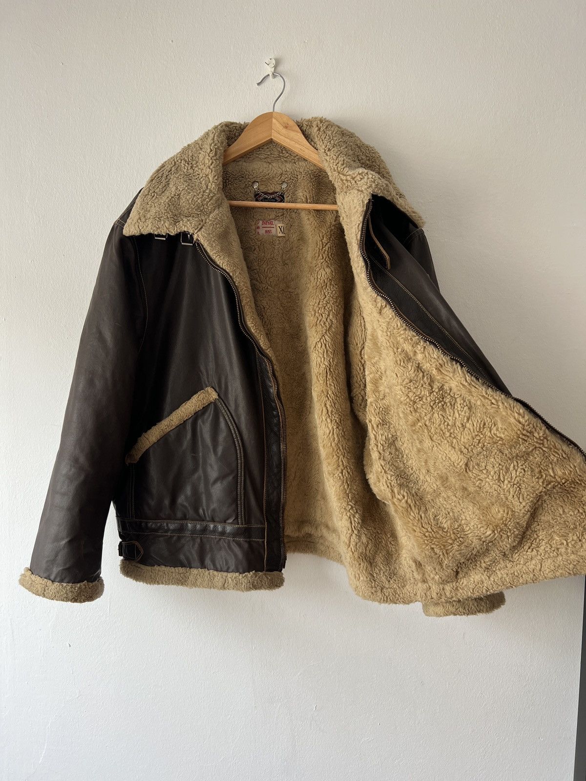 Diesel × Japanese Brand × Vintage Diesel DMB 1955 Vintage Waxed Cotton & Shearling Jacket Size US XL / EU 56 / 4 - 12 Thumbnail