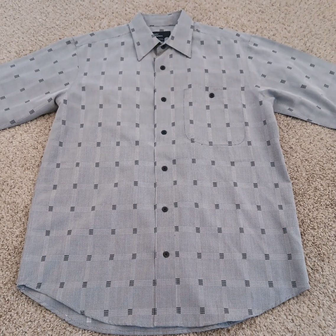 Marcs Marc Edwards Shirt Mens Medium Gray Black Geometric Long Sleeve Button Up Size US M / EU 48-50 / 2 - 4 Thumbnail