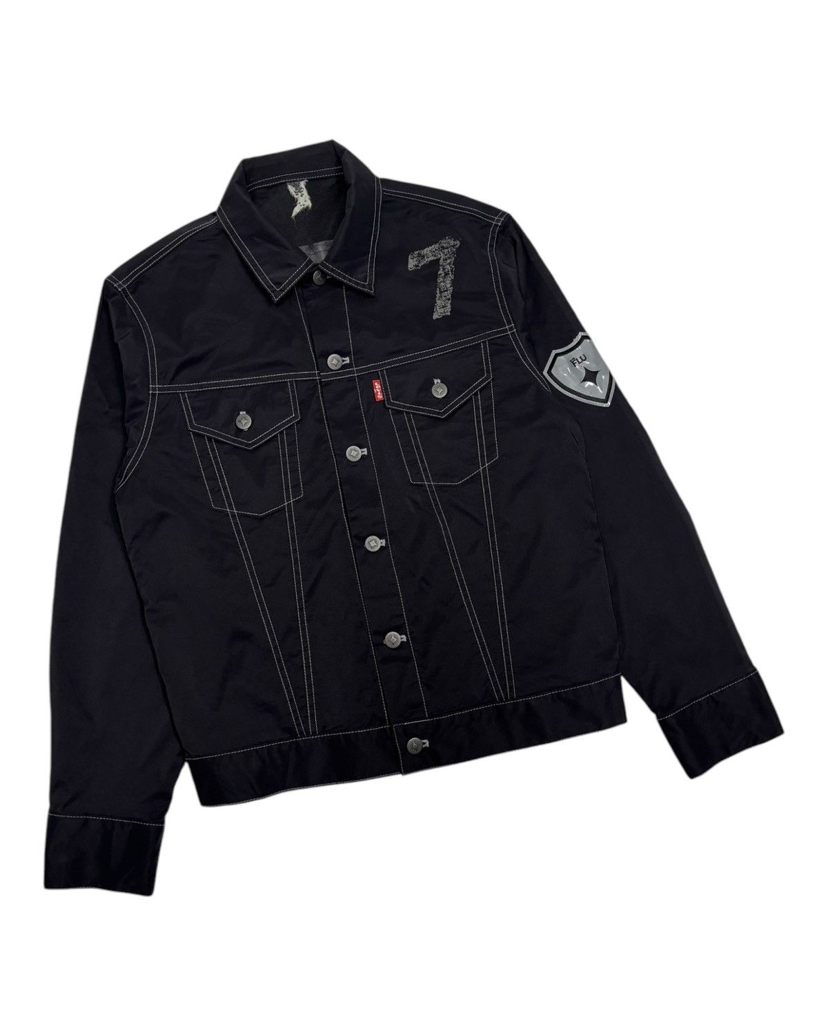 If Six Was Nine × Levi's 🔥RARE LEVIS FLU BLACK NYLON TRUCKER JACKET Size US M / EU 48-50 / 2 - 7 Thumbnail