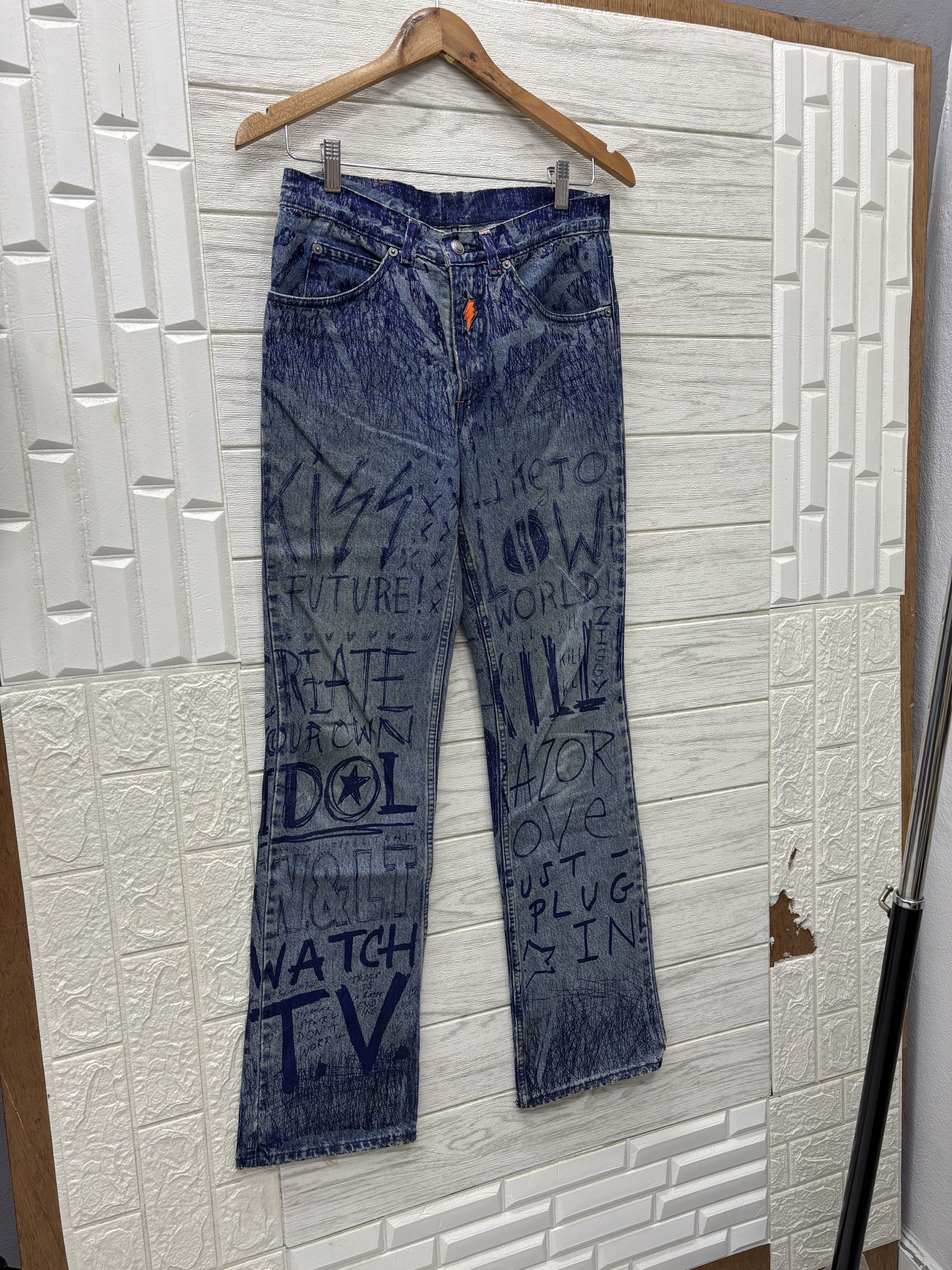 Walter Van Beirendonck W&LT⚡️Pen Graffiti Archive Flared Jeans Distressed Denim Size US 30 / EU 46 - 1 Thumbnail