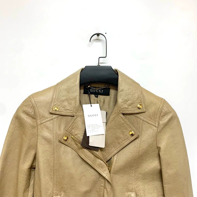 Gucci Gucci Double G full-print khaki leather jacket 2504-Nextarr Size M / US 6-8 / IT 42-44 - 5 Thumbnail