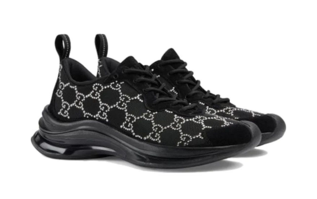 Gucci Gucci Black Run GG Crystal Sneaker Size US 8 / IT 38 - 1 Thumbnail