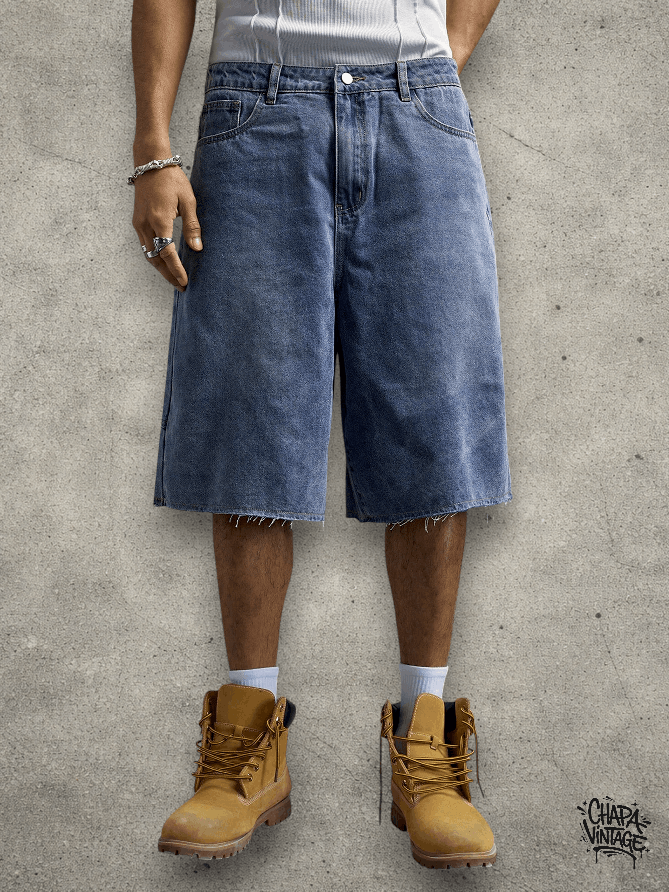 Vintage Distressed denim jorts Size US 32 / EU 48 - 3 Thumbnail