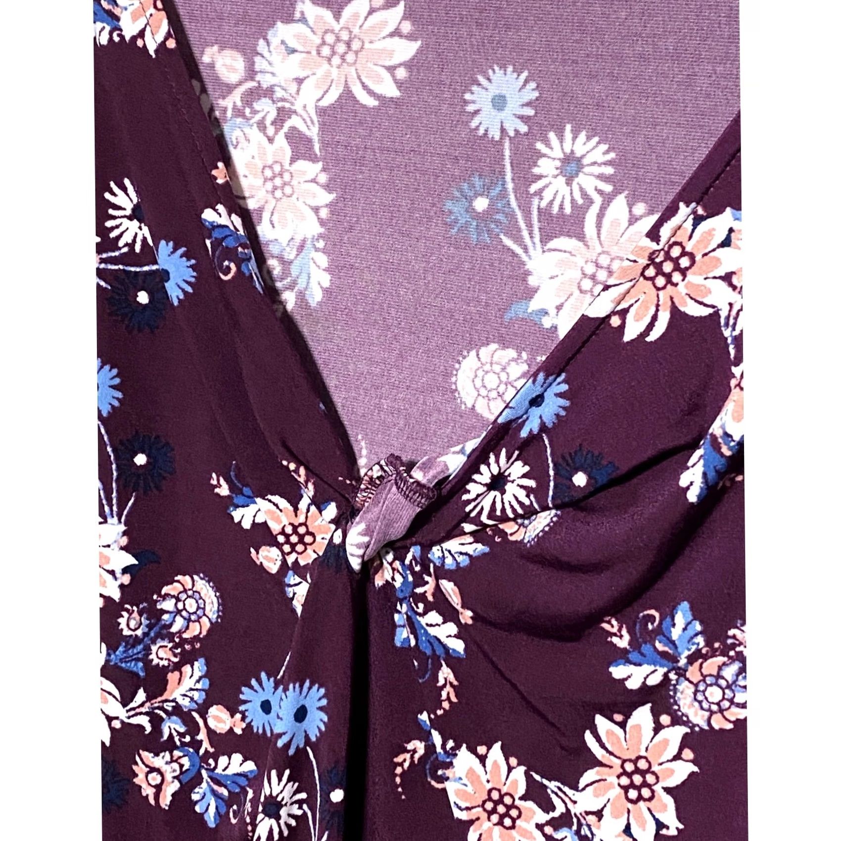 Vintage Style&co Floral Purple Pink Blouse Top Plus 3X Twist V Neck Boho Office Career Blouse Size XXL / US 16-18 / IT 52-54 - 2 Thumbnail