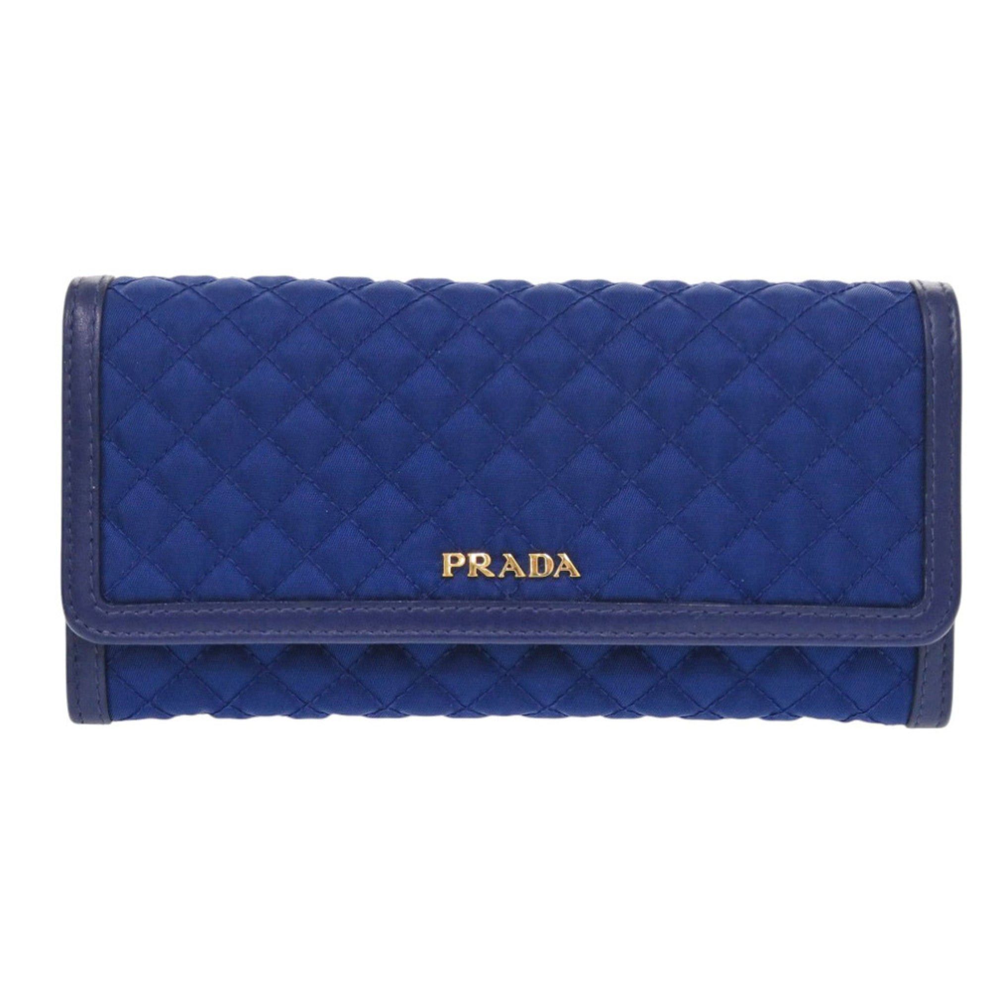 Prada Like new Prada 1M1132 quilted nylon and leather blue long wallet, 0199 PRADA Size ONE SIZE - 1 Thumbnail