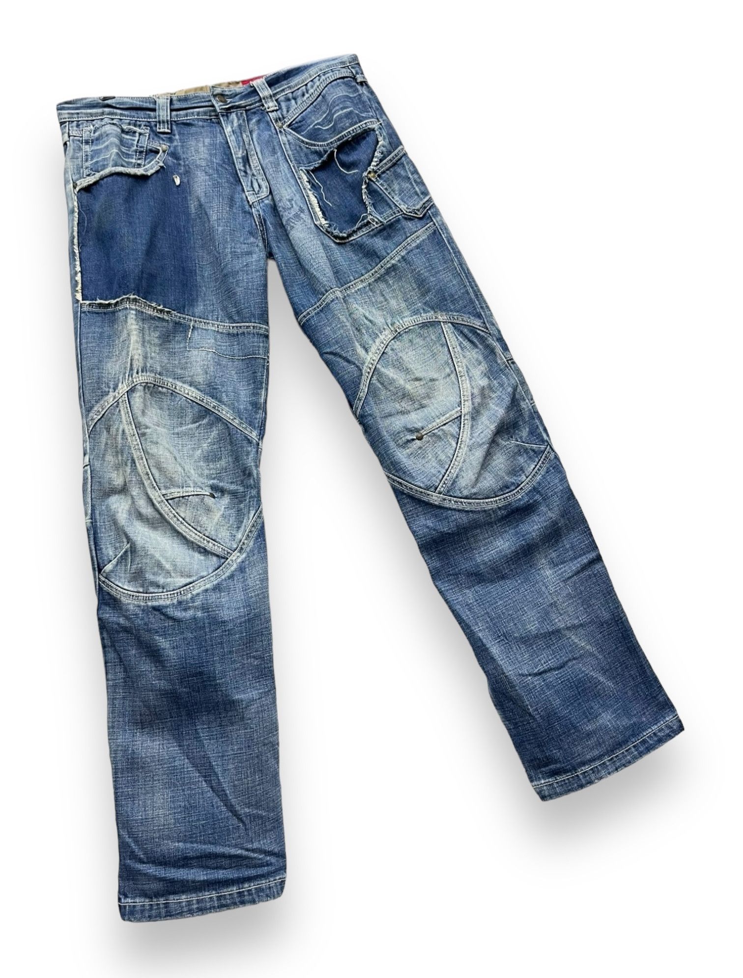 Fashion Victim FYE🔥TOUGH JEANSMITH Designer Distressed Bartack Denim Pants Size US 34 / EU 50 - 11 Thumbnail