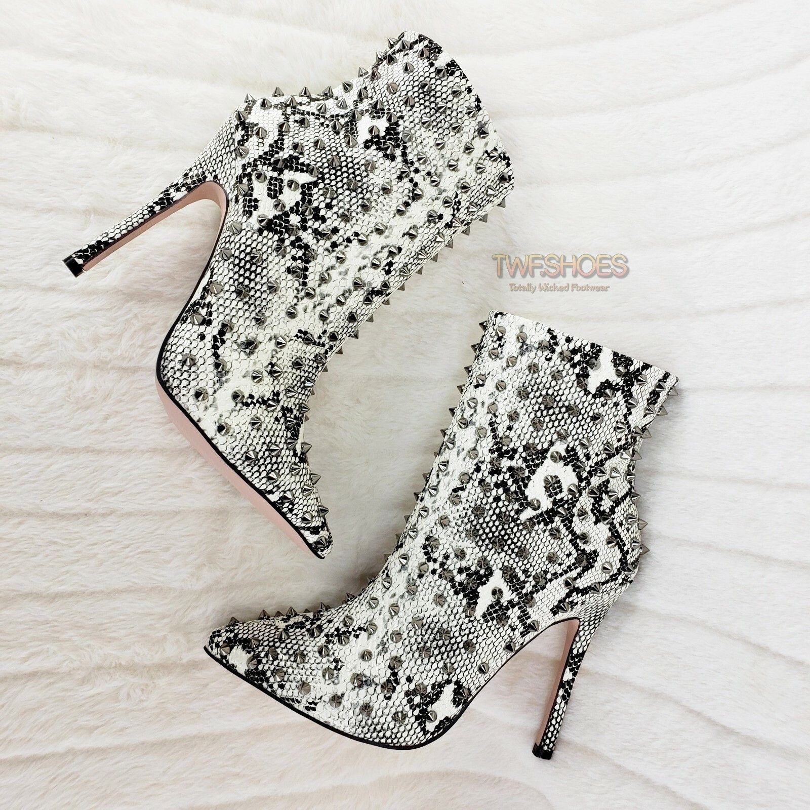 Other C & C Passion 2 Snake Leatherette Spike Stud Pointy Toe High Size US 8 / IT 38 - 2 Thumbnail