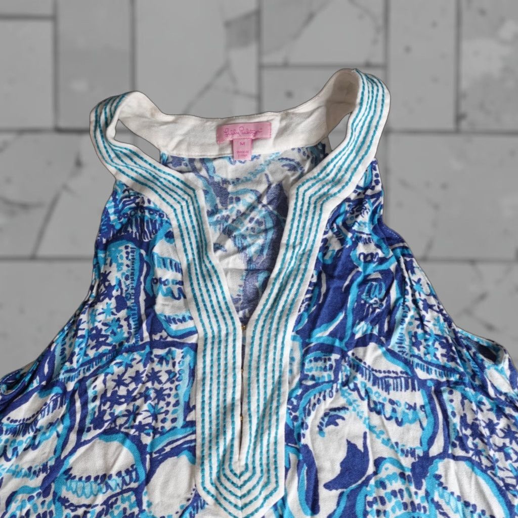 Lilly Pulitzer Lilly Pulitzer Dress Women's Medium Blue All Elephants Swing Achelle Size M / US 6-8 / IT 42-44 - 1 Thumbnail