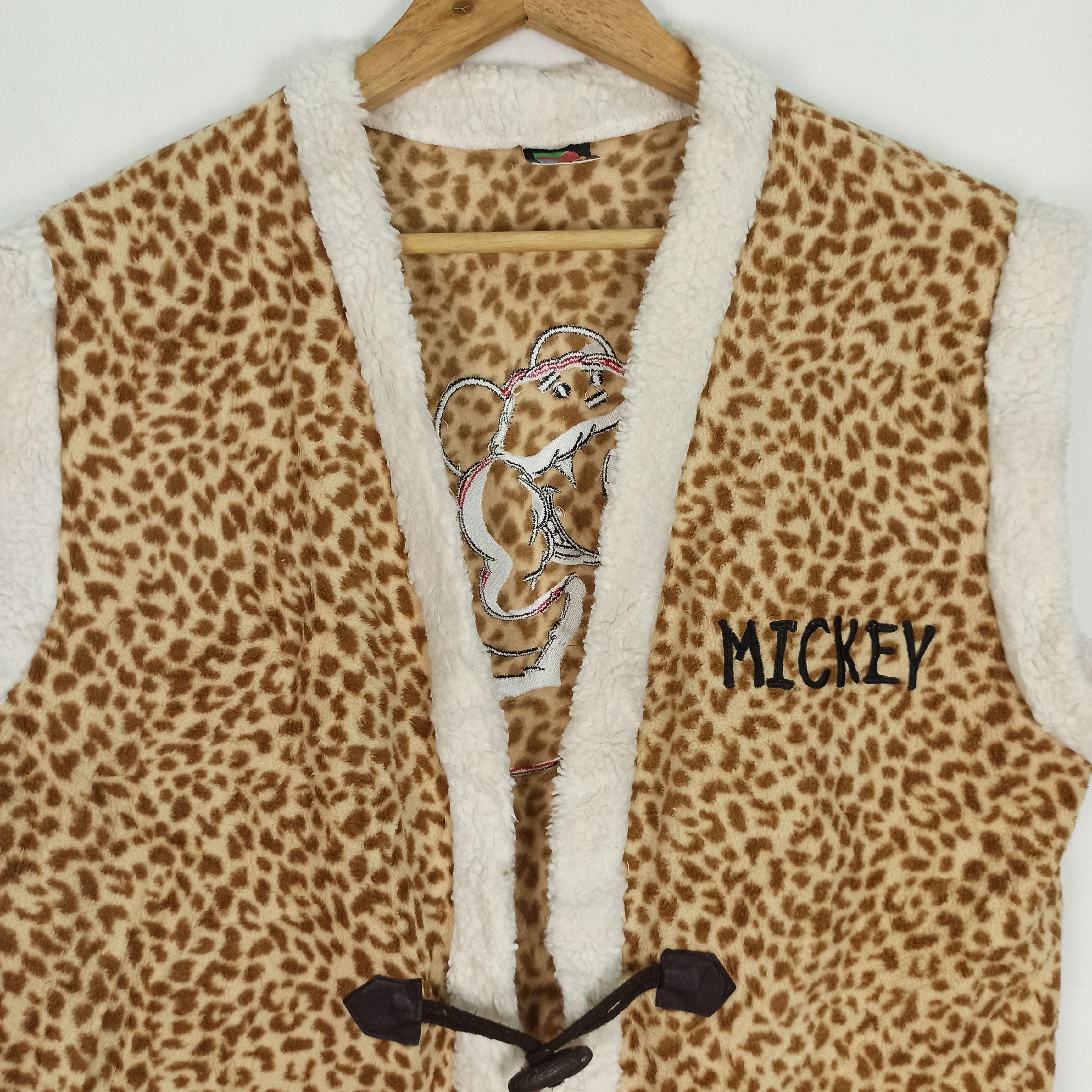 Disney Vintage Disney Mickey Mouse Leopard Vest Fleece Size US M / EU 48-50 / 2 - 5 Thumbnail