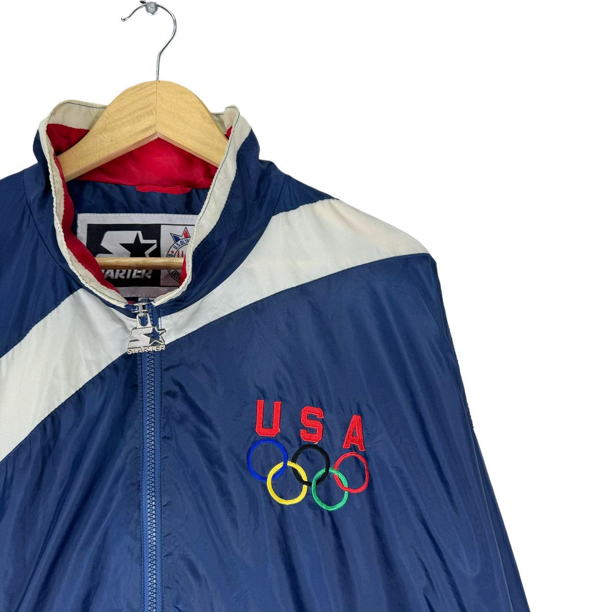 Starter × USA Olympics × Vintage ☀️90s STARTER USA OLYMPIC TEAM LIGHT ZIPPER JACKET Size US L / EU 52-54 / 3 - 5 Thumbnail