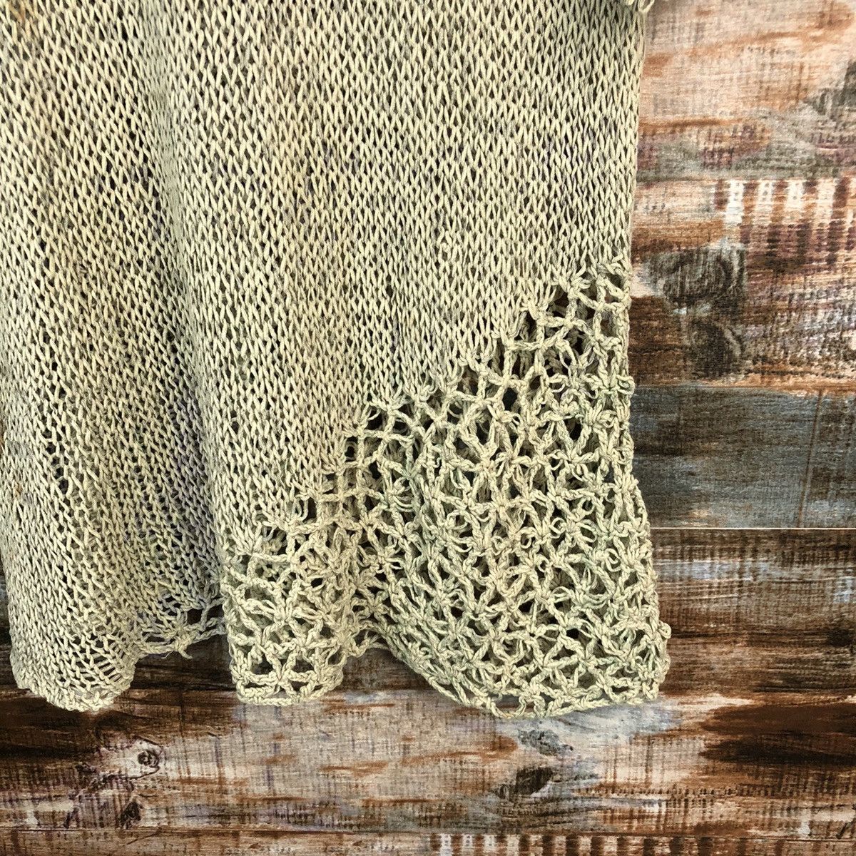 Designer × Homespun Knitwear × Japanese Brand Christian Aujard crochet japan Green Knitwear #A1657 Size XL / US 12-14 / IT 48-50 - 7 Thumbnail
