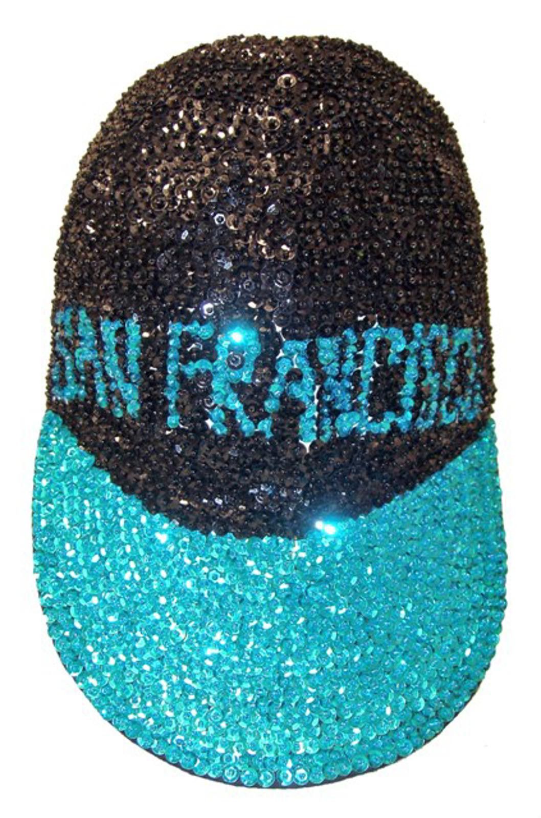 Designer Sequin Baseball Cap San Francisco Turquoise Size ONE SIZE - 1 Preview