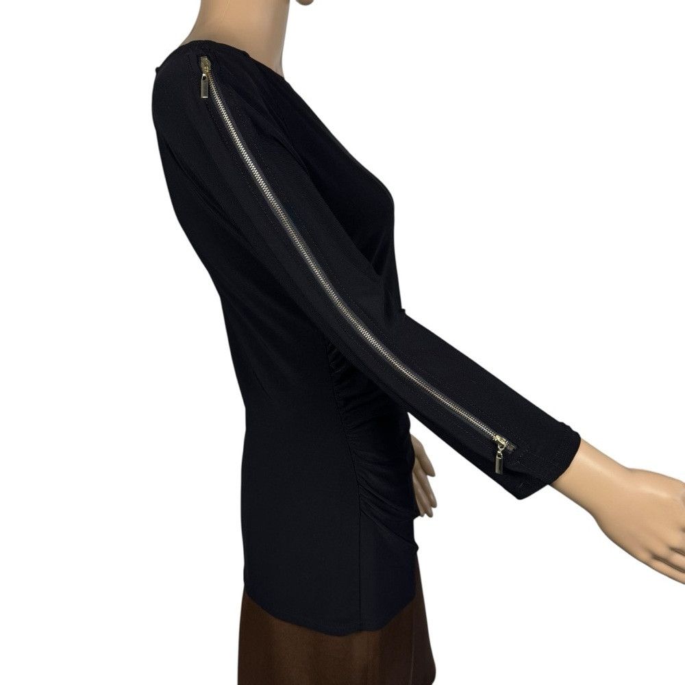 Joseph Ribkoff Joseph Ribkoff Black Zip Sleeve Top Size 8 Size M / US 6-8 / IT 42-44 - 3 Thumbnail