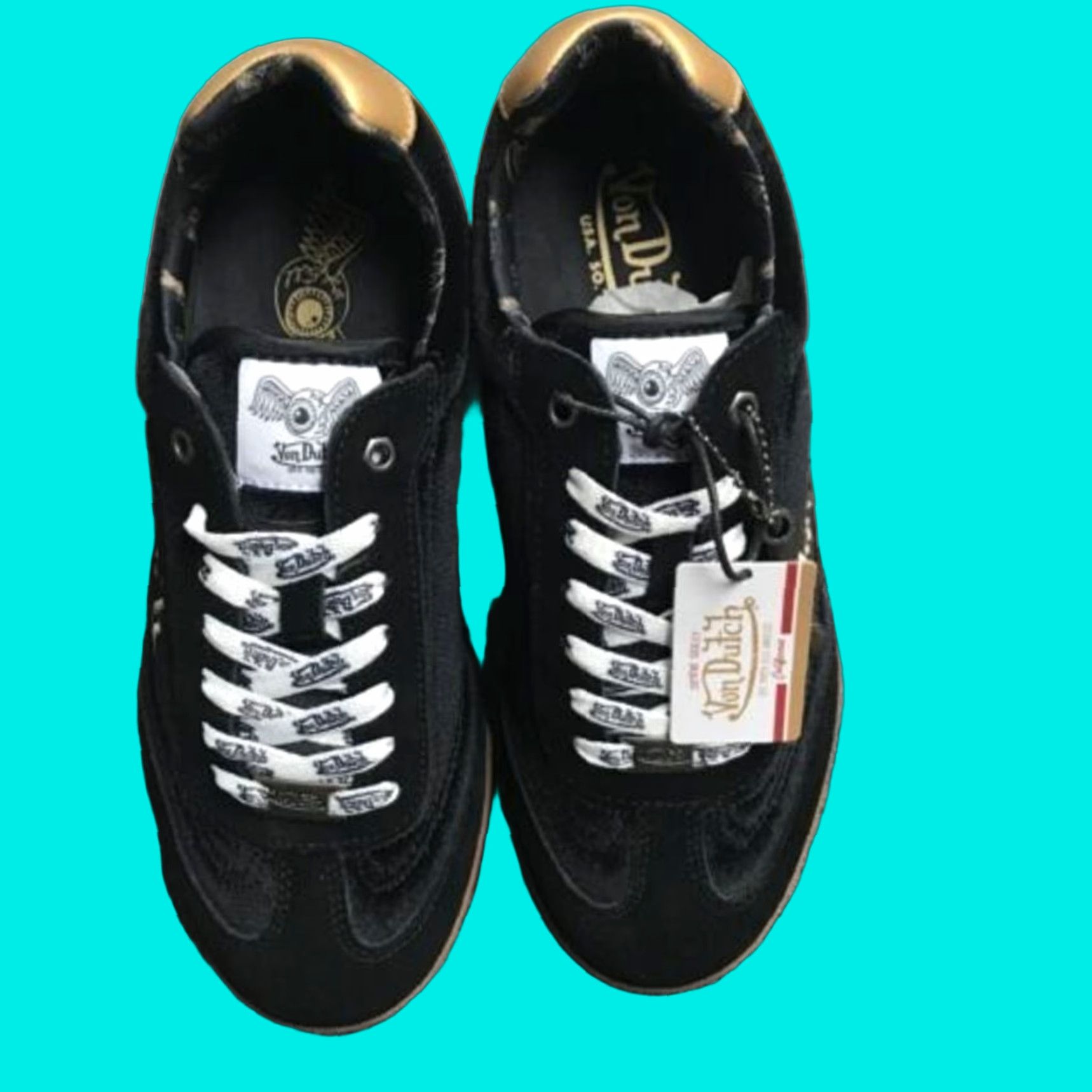 Von Dutch VON DUTCH Women Vanderdutch Velvet Black Gold Saints Sneakers Woman US 9 New Size US 9 / IT 39 - 1 Thumbnail