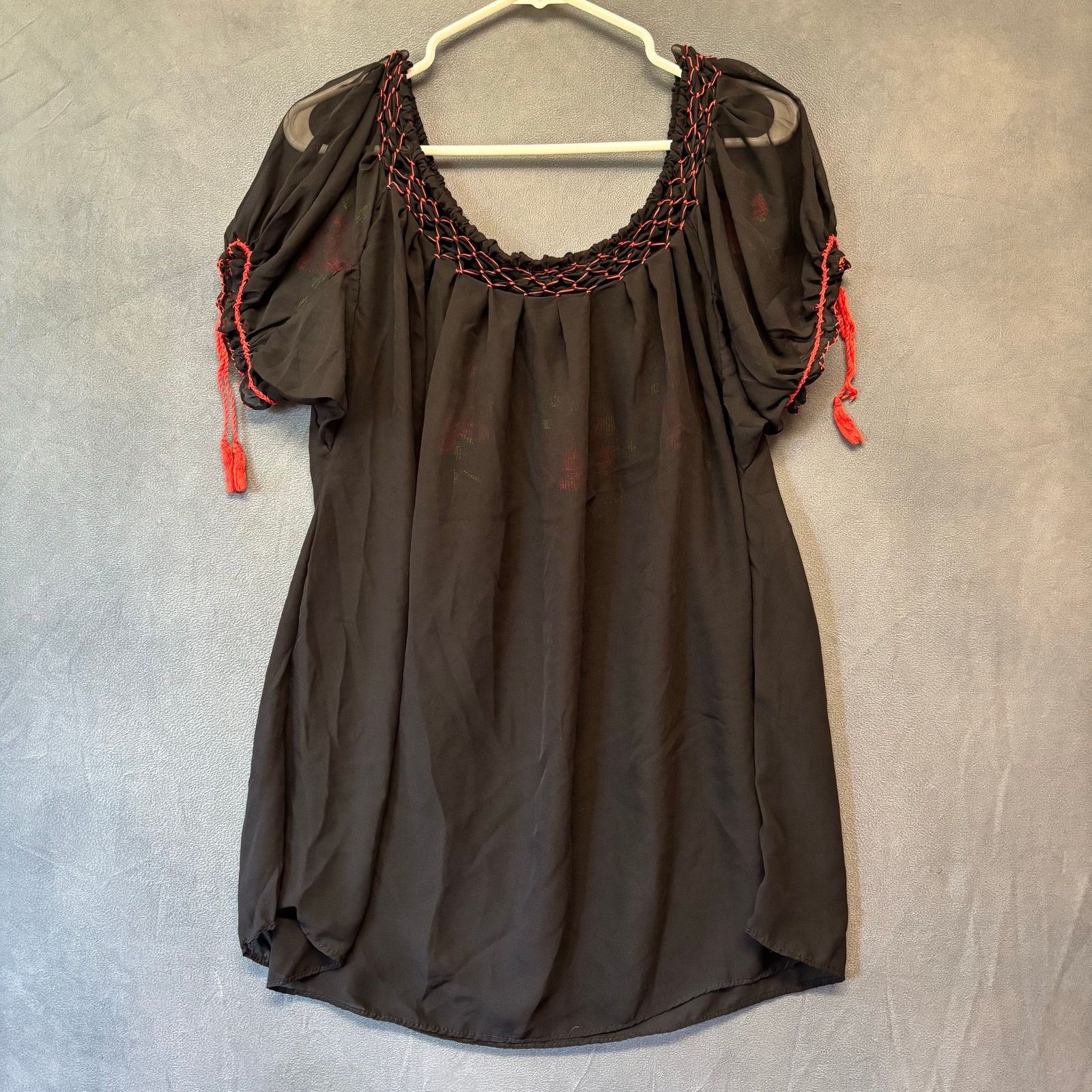Other Mexican Knit Cultural Blouse Sheer Floral Frida Kahlo Light Size L / US 10 / IT 46 - 2 Thumbnail