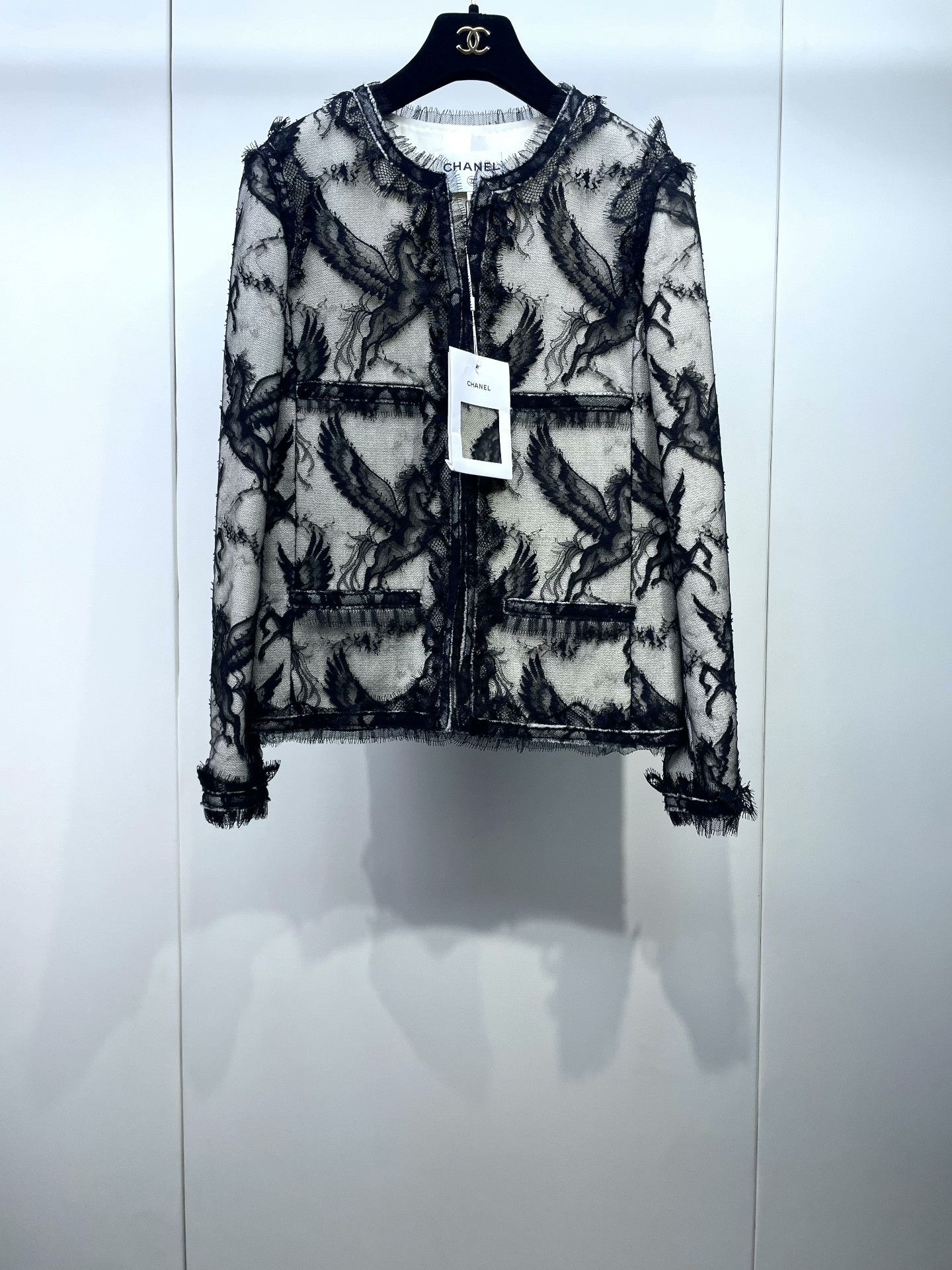 Chanel Chanel Black Lace Pegasus Coat Size XXS / US 00 / IT 34 - 1 Thumbnail