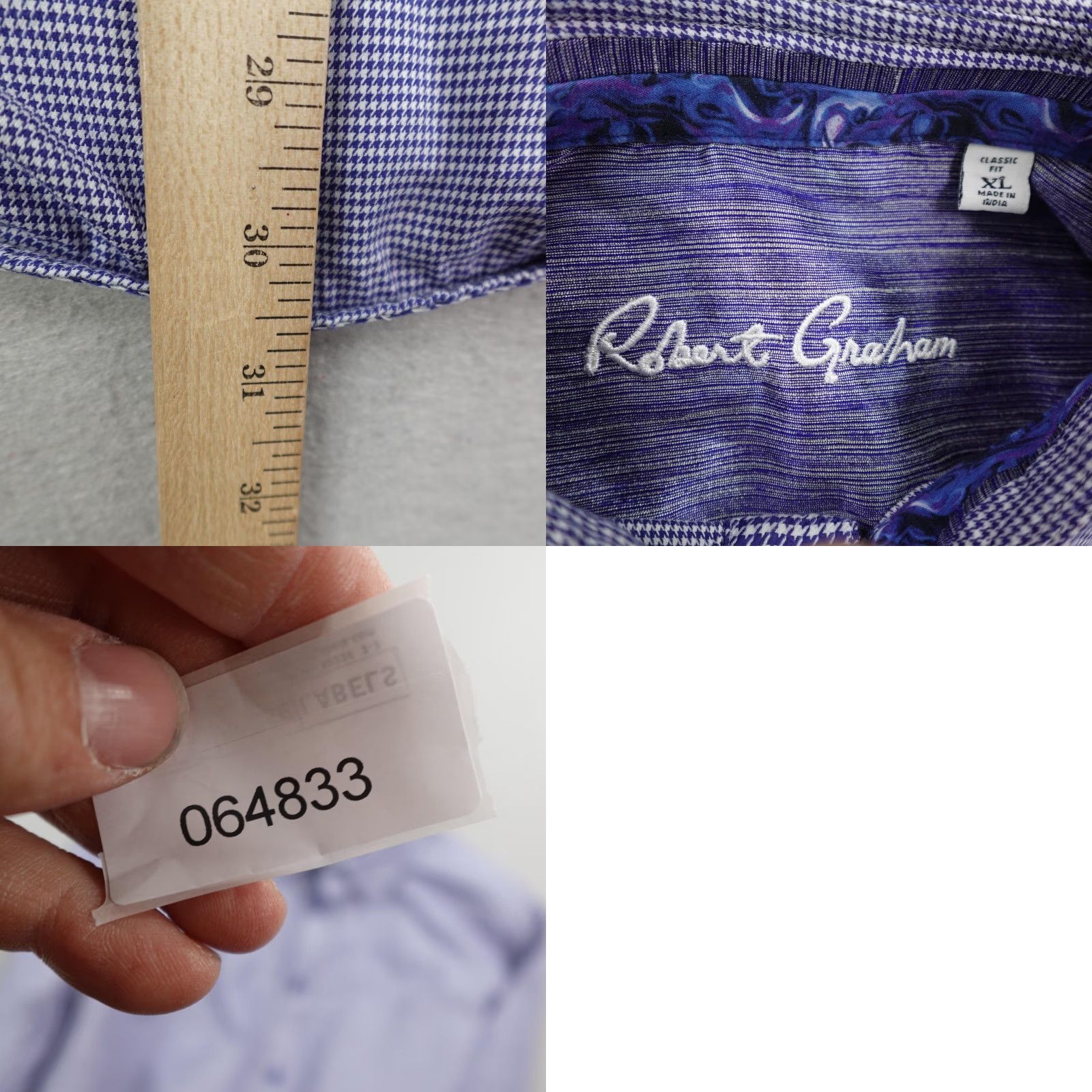 Robert Graham Robert Graham Button-Up Shirt Mens XL Blue Houndstooth Classic Fit Long Sleeve Size US XL / EU 56 / 4 - 8 Thumbnail