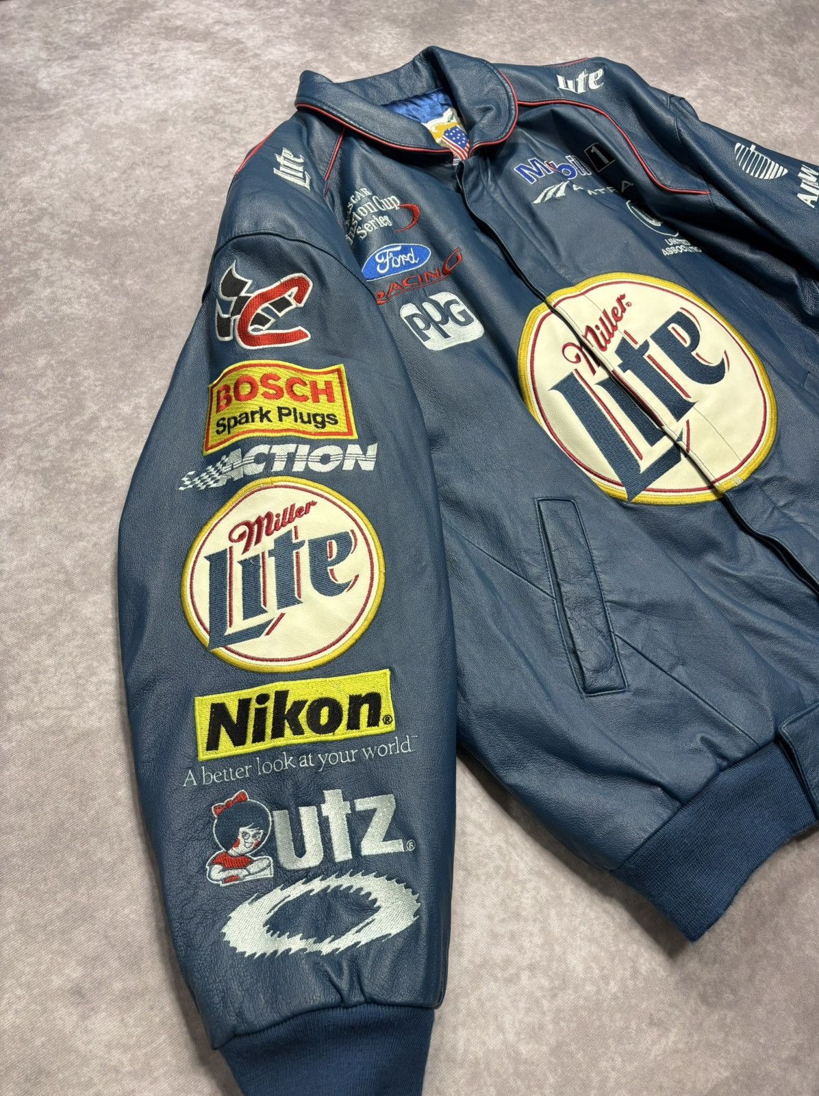 Jeff Hamilton Jeff Hamilton Miller Light Rusty Wallace Leather Jacket Size US XL / EU 56 / 4 - 4 Thumbnail