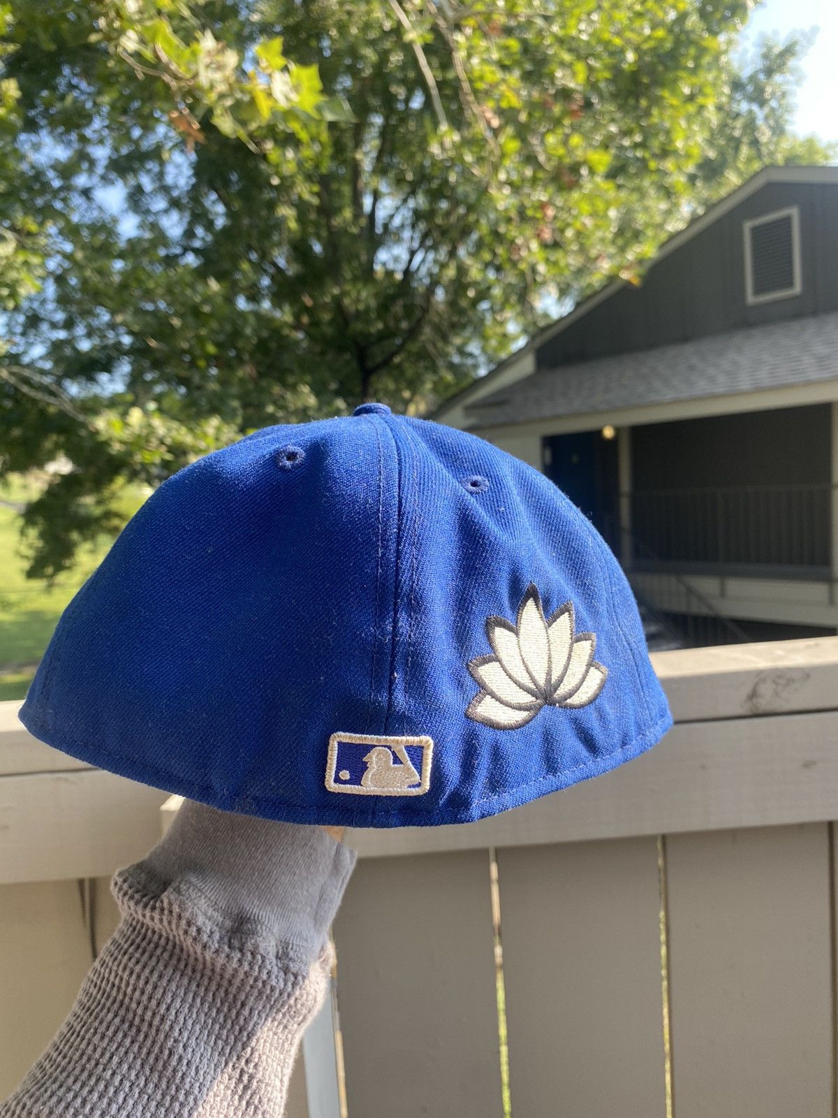 New Era Blue New York Fitted with custom lotus flower Size ONE SIZE - 4 Thumbnail