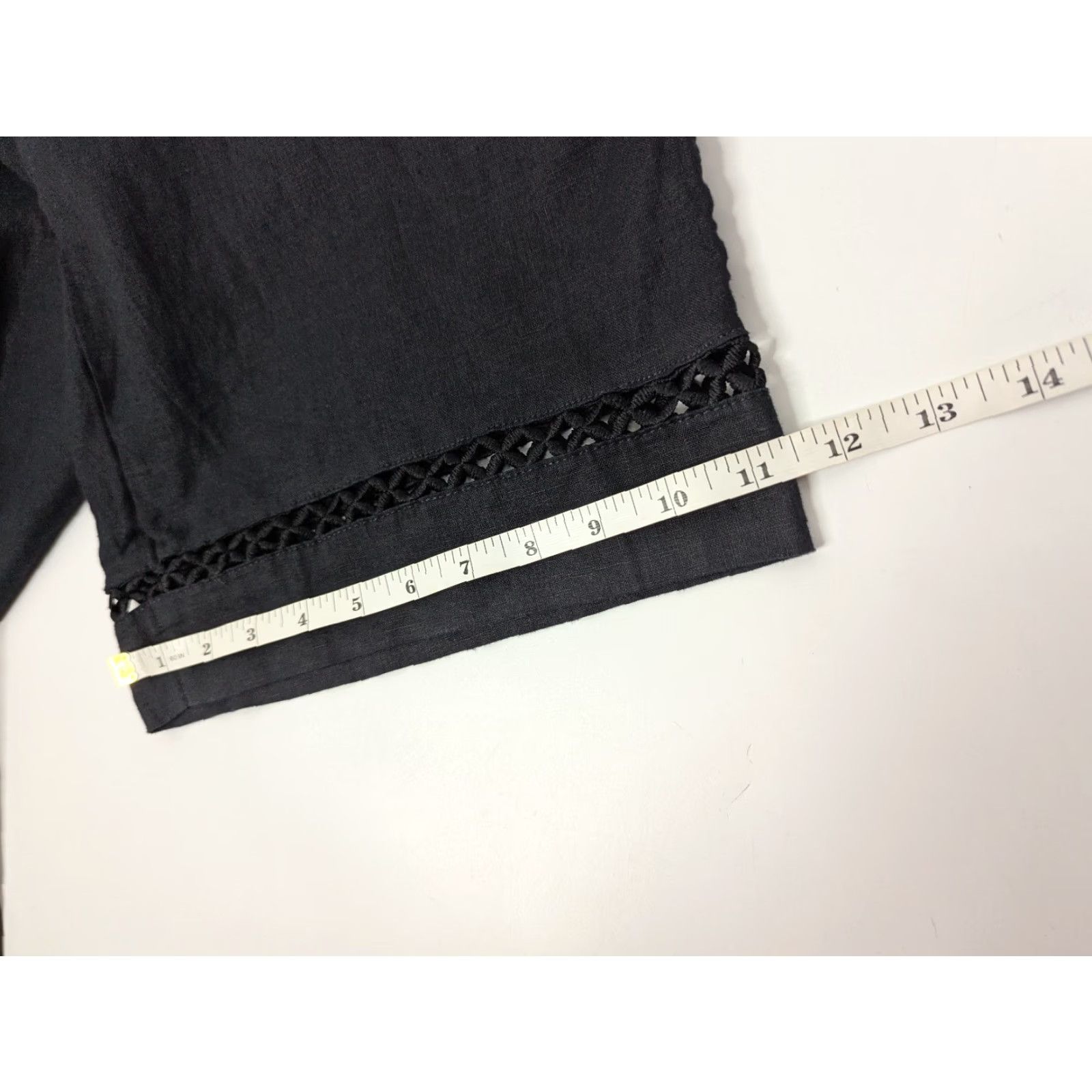 Joie Joie Pants Womens XL Black 100% Linen Cropped Wide-Leg Drawstring Lace Beach Bohemian Resort Casual Travel Size 40" / US 18 - 6 Thumbnail