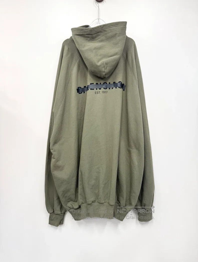 Balenciaga Balenciaga Military green hoodie with printed logo and gra Size US M / EU 48-50 / 2 - 2 Thumbnail