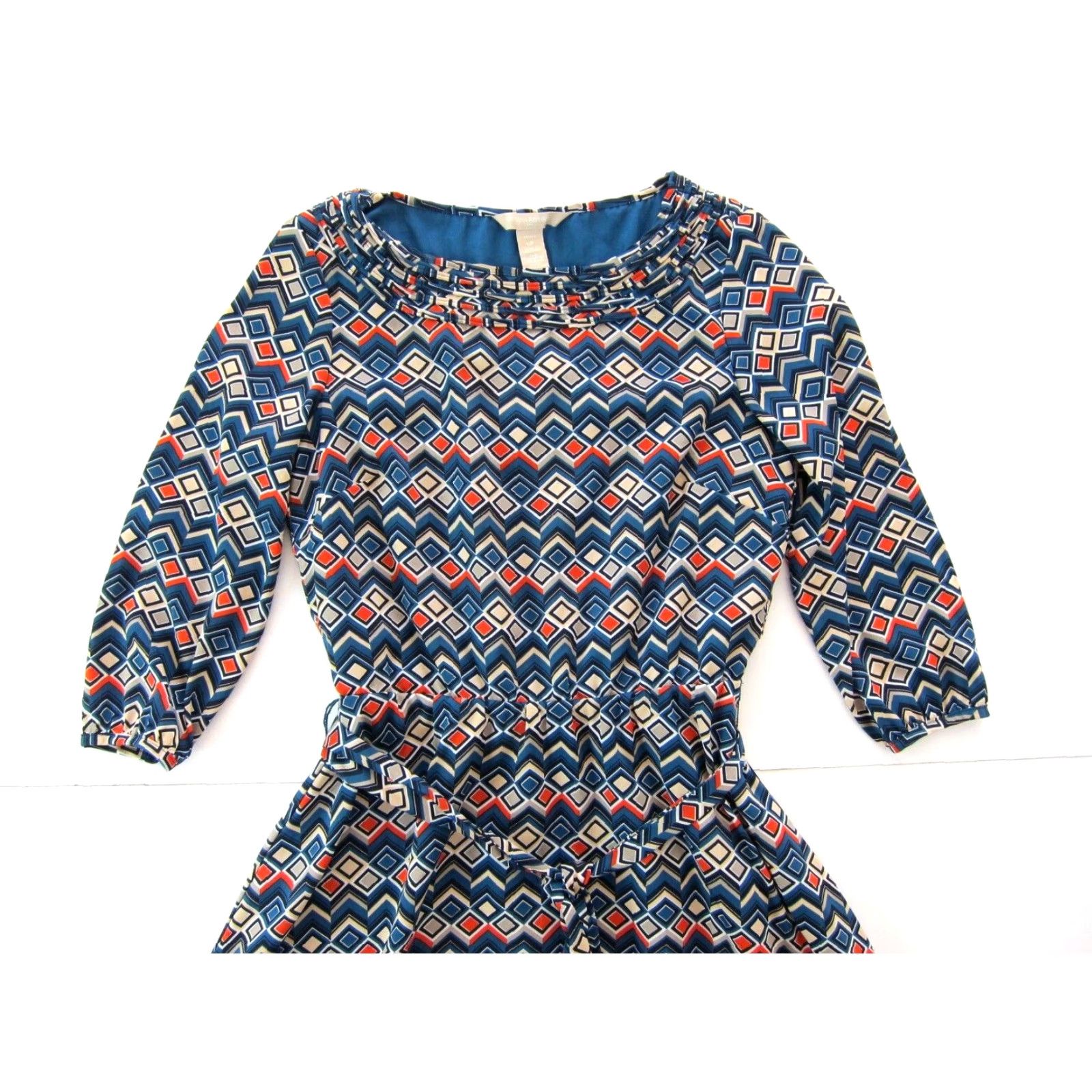 Banana Republic Banana Republic Blue Red Geometric Retro 3/4 Sleeve Sheath Dress 0P Size XS / US 0-2 / IT 36-38 - 5 Thumbnail